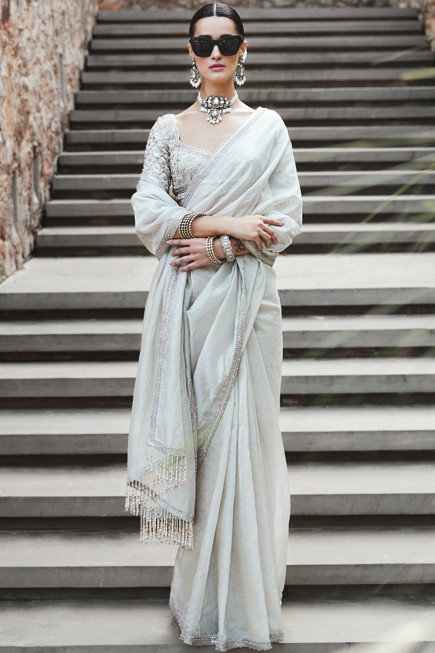 The Silver Needle Matsya Saree