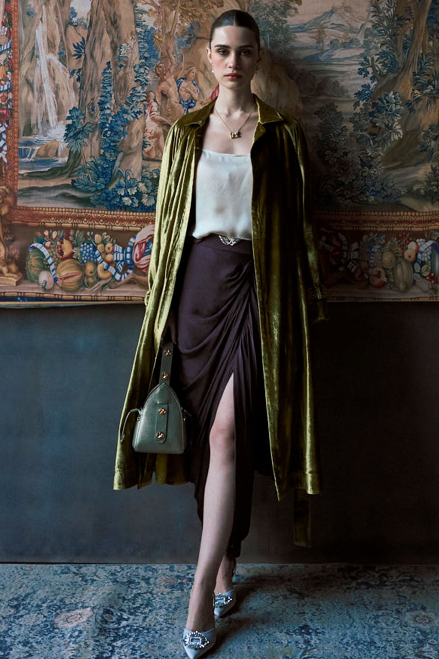 The Savannah Silk Velvet Long Jacket