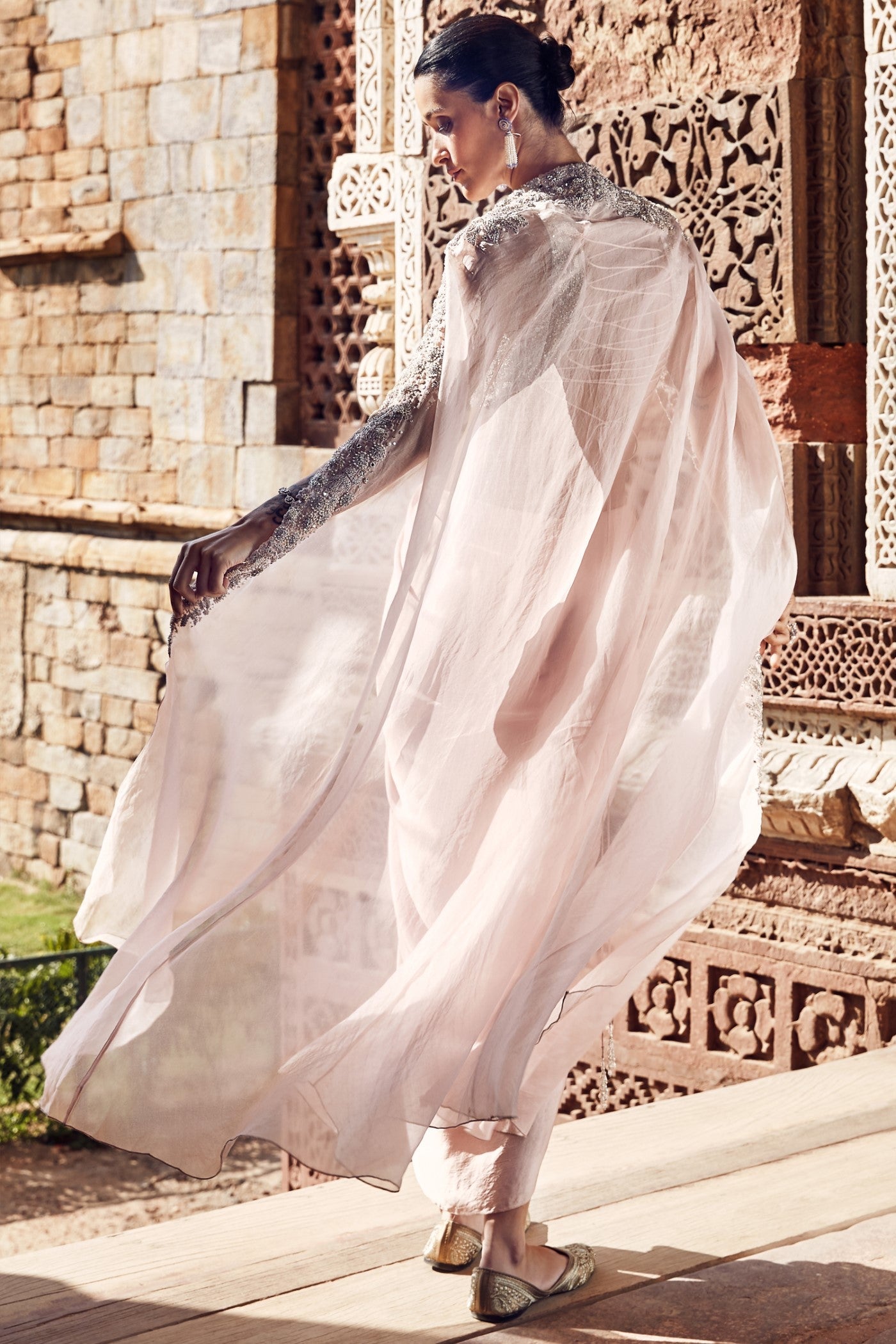 The Iconic Blush Tulip Couture Knotted Dhoti Cape