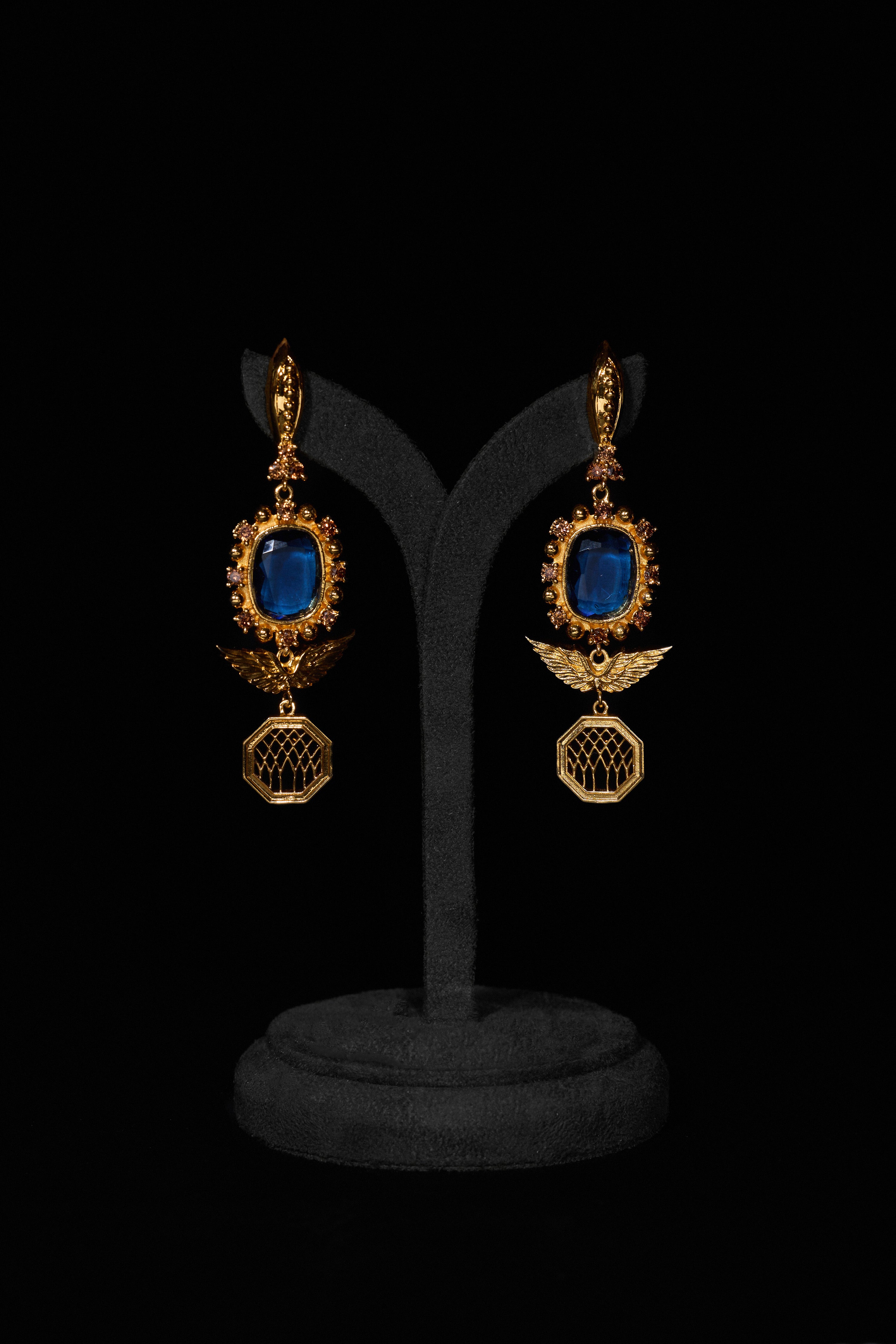 The Royal Florentine Parisian Blue Earrings in Gold