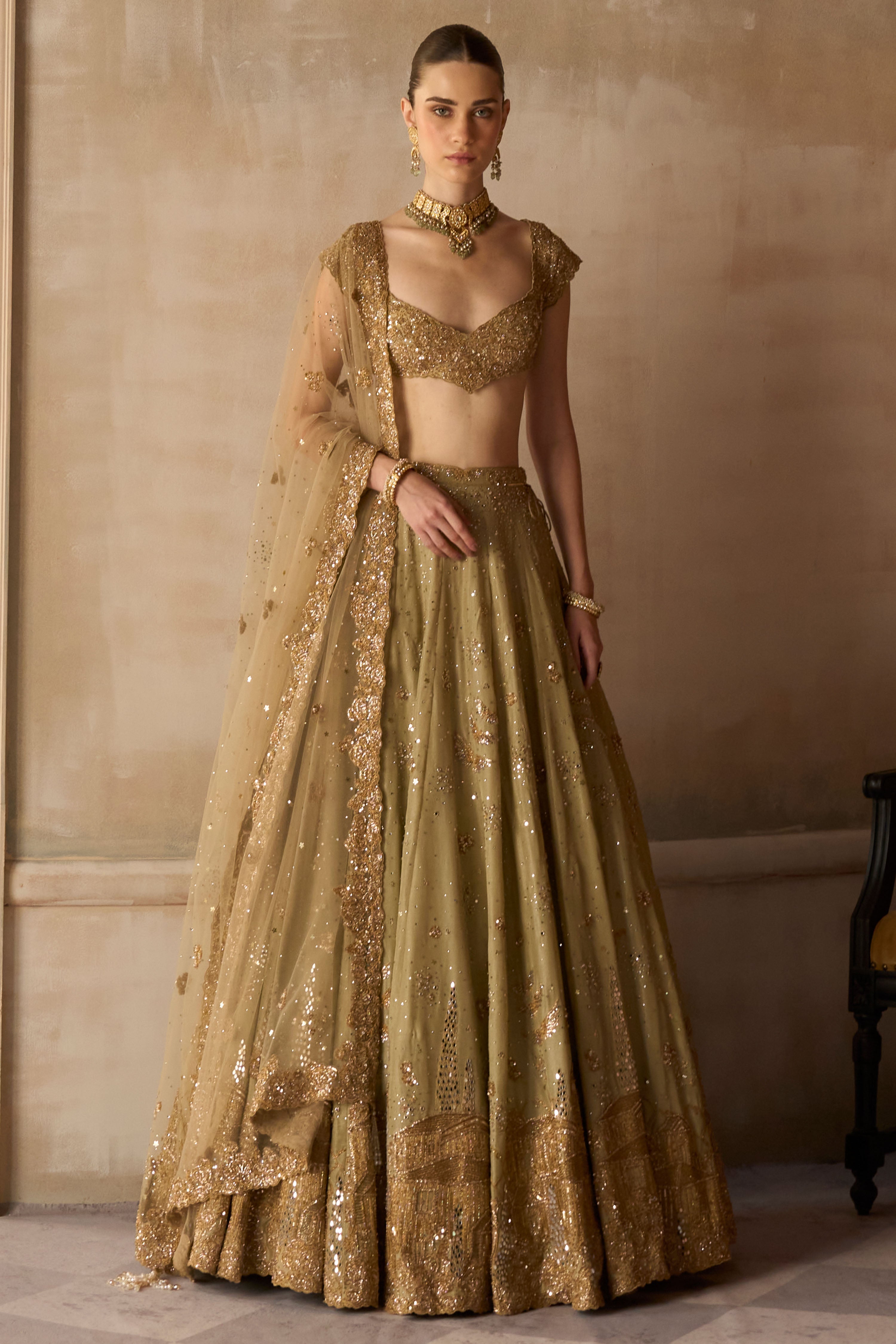 Tuscan Pardise Smoky Sandstone Lehenga