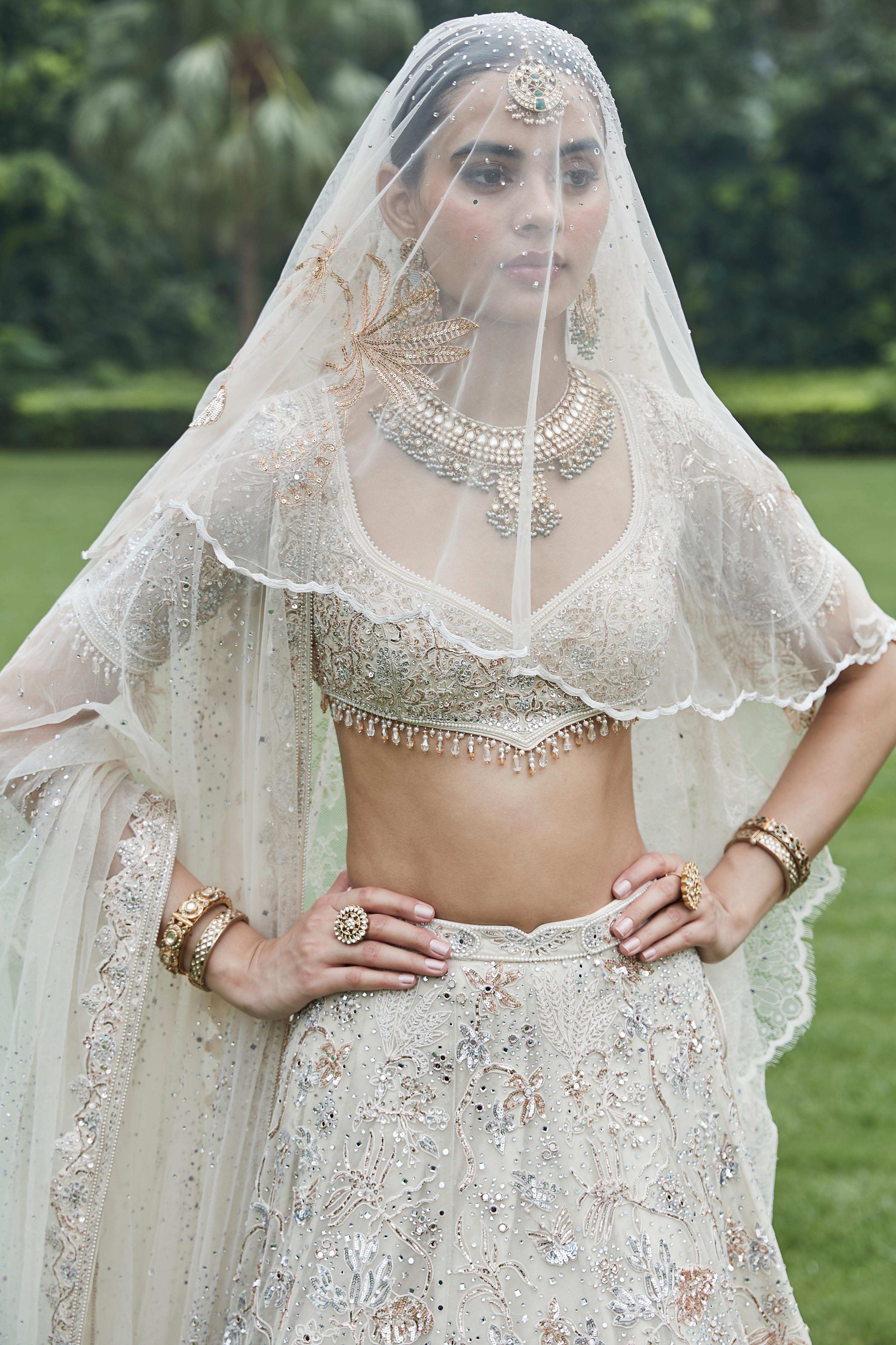 The Savannah Tulle Snow Lehenga