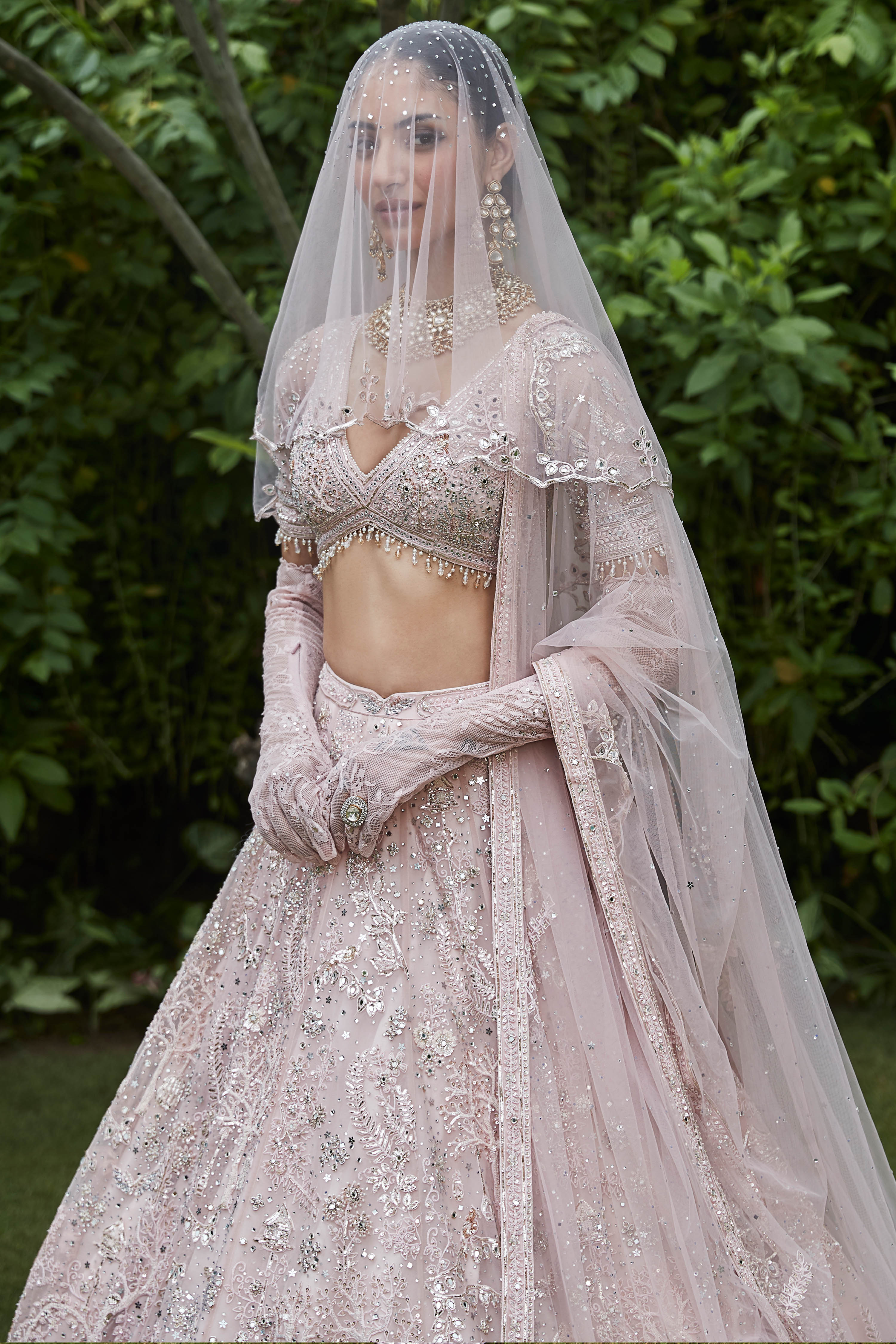 The Silent Garden Tulle Japanese Pink Lehenga