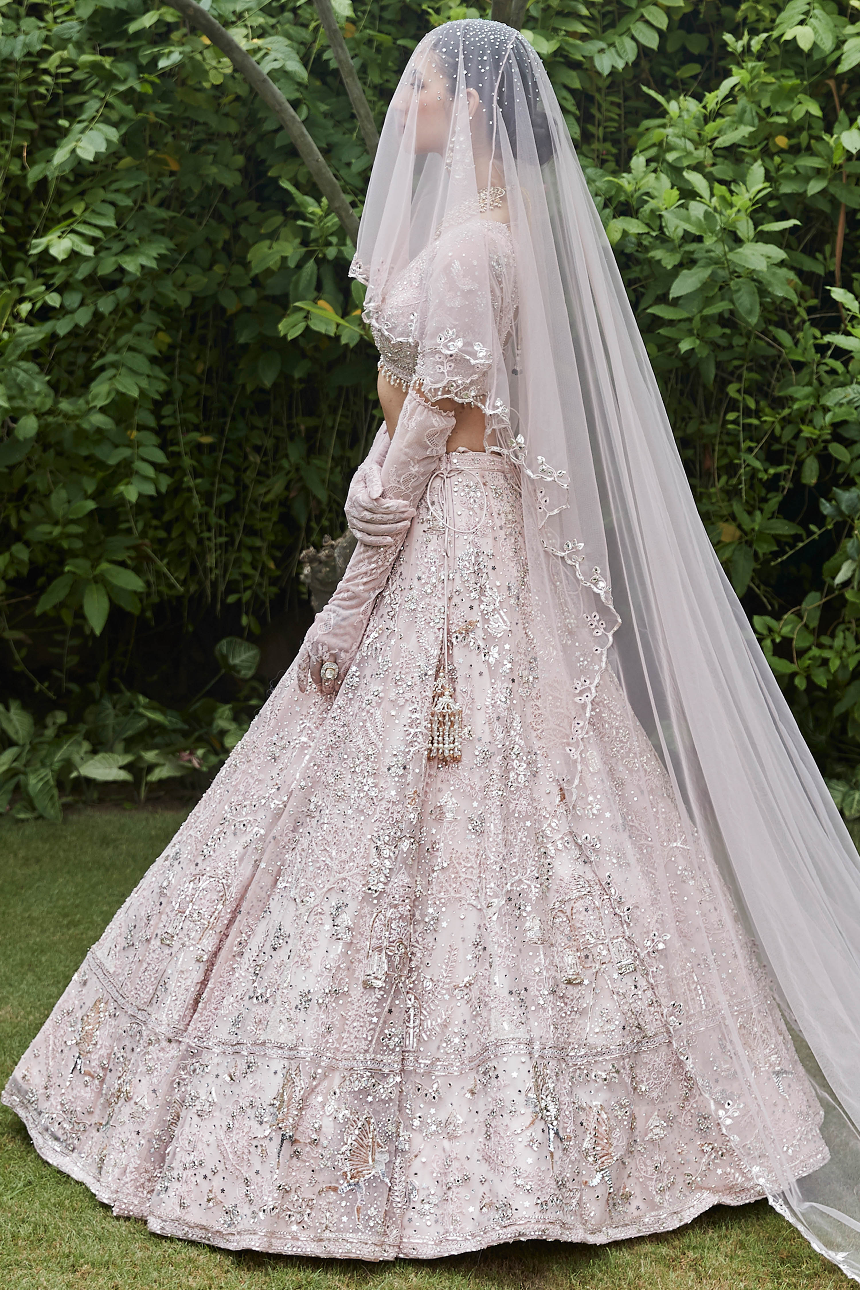 The Silent Garden Tulle Japanese Pink Lehenga