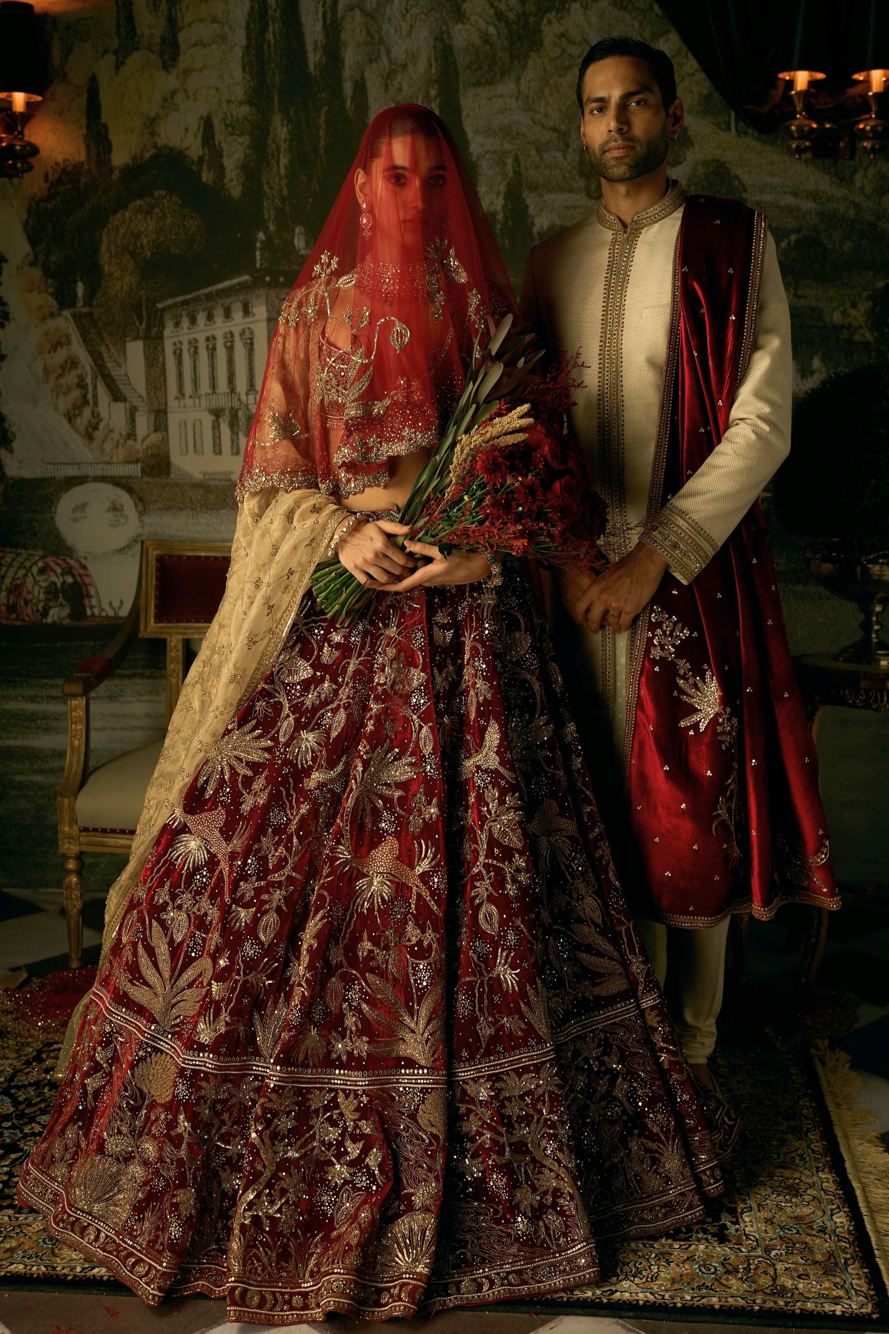 The Royal Savannah Oxblood Lehenga