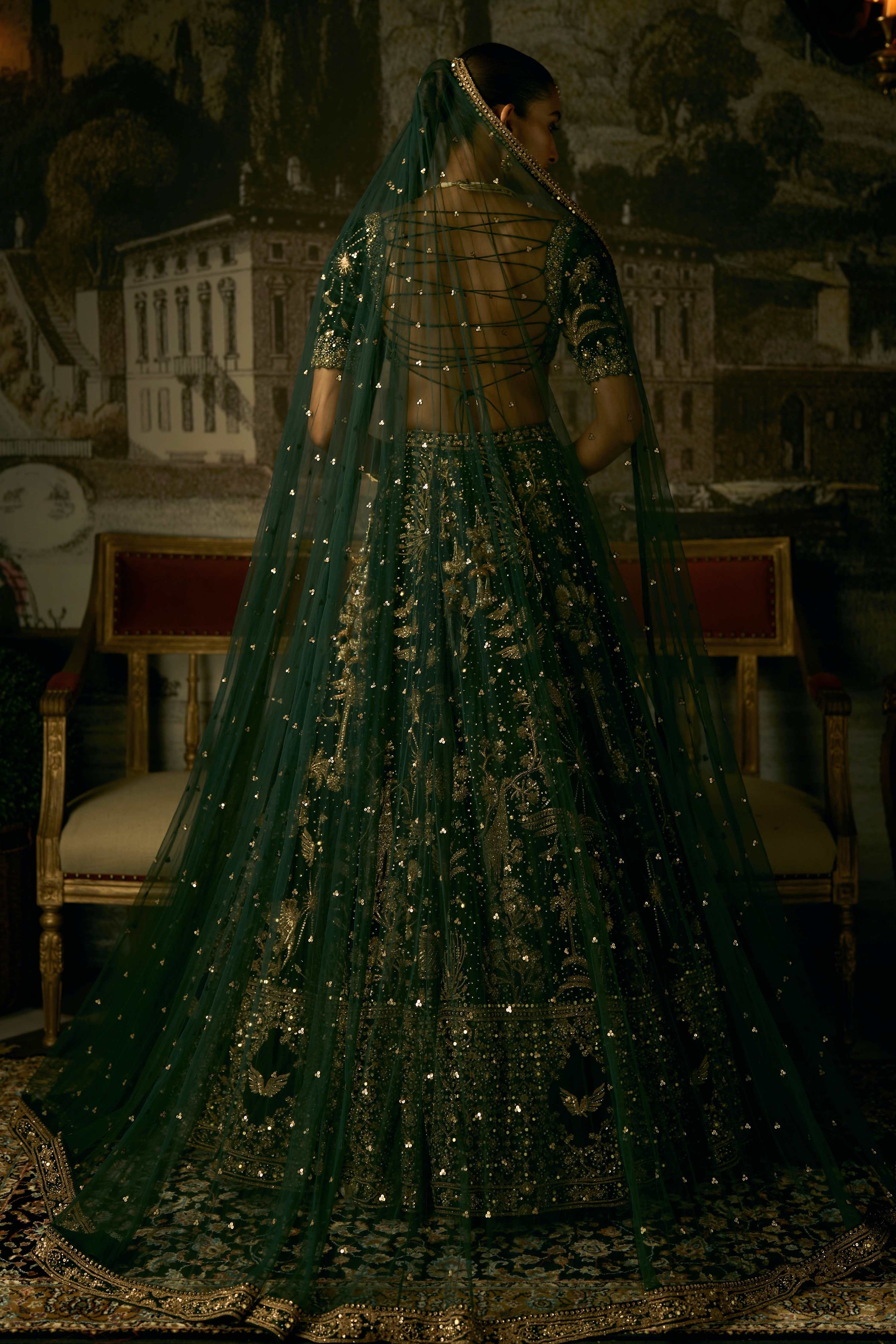 The Royal Wanderlust Forest Green Lehenga