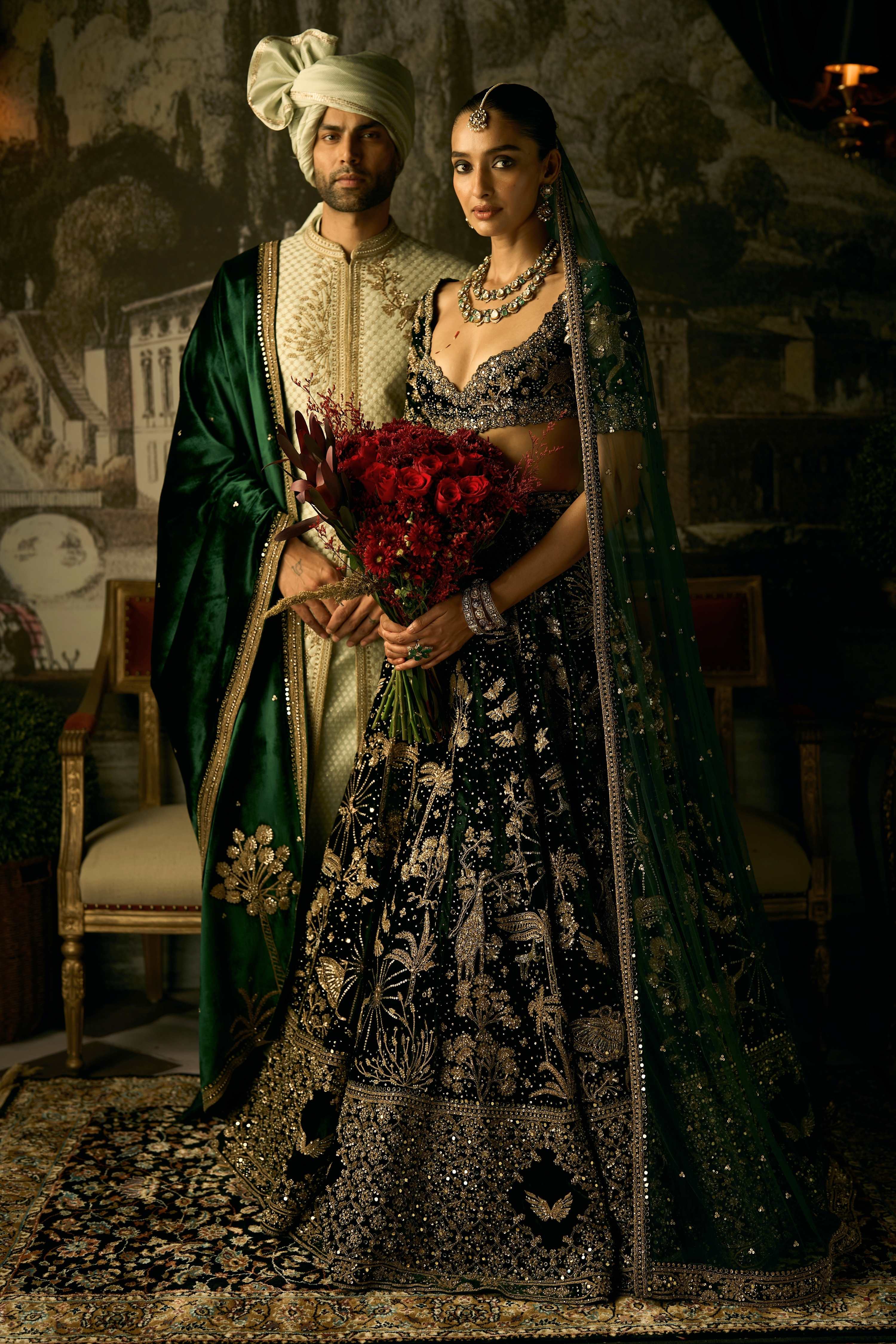 The Royal Wanderlust Forest Green Lehenga