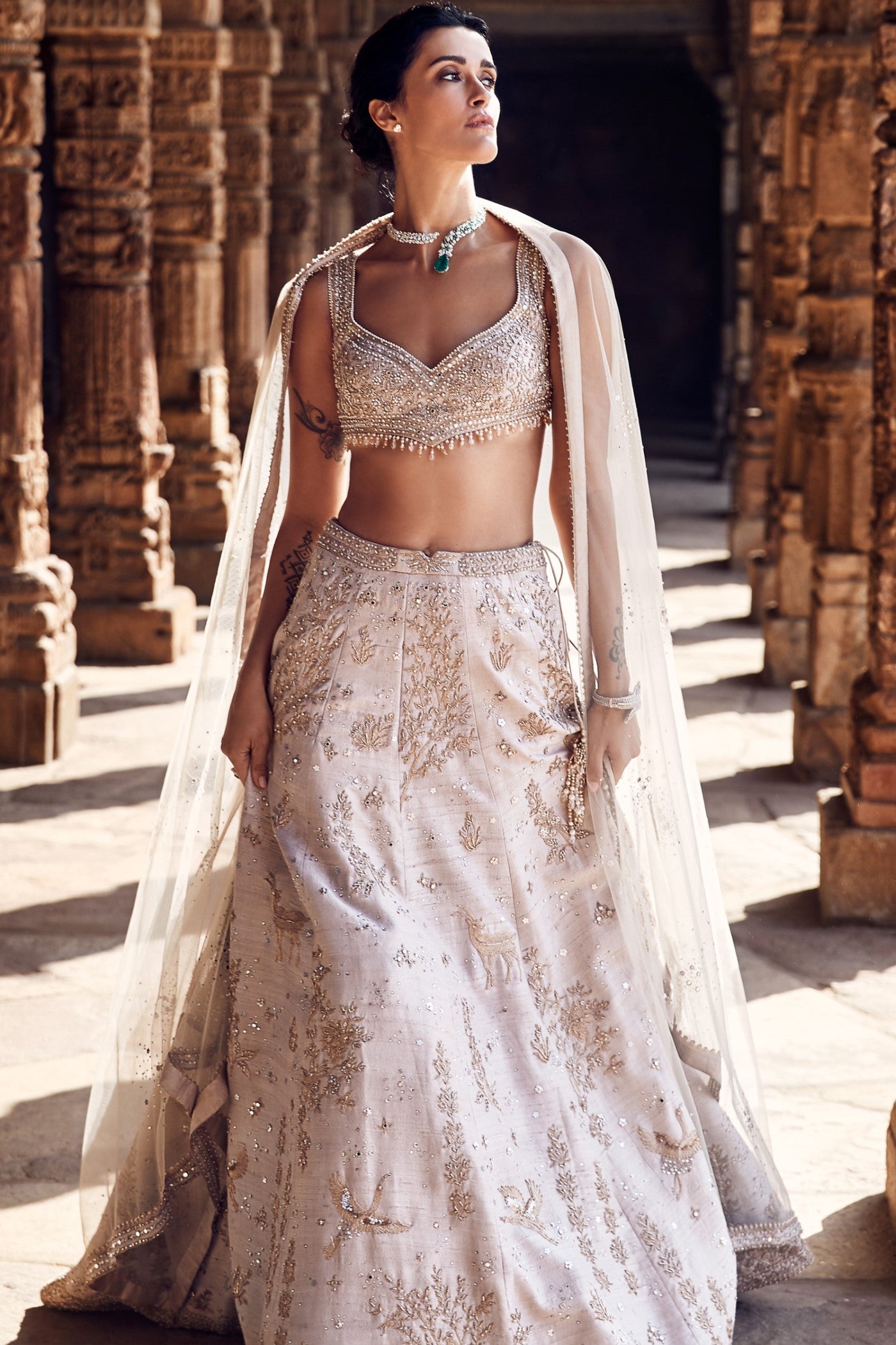 The Tuscan Ivory Landscape of Dreams Lehenga