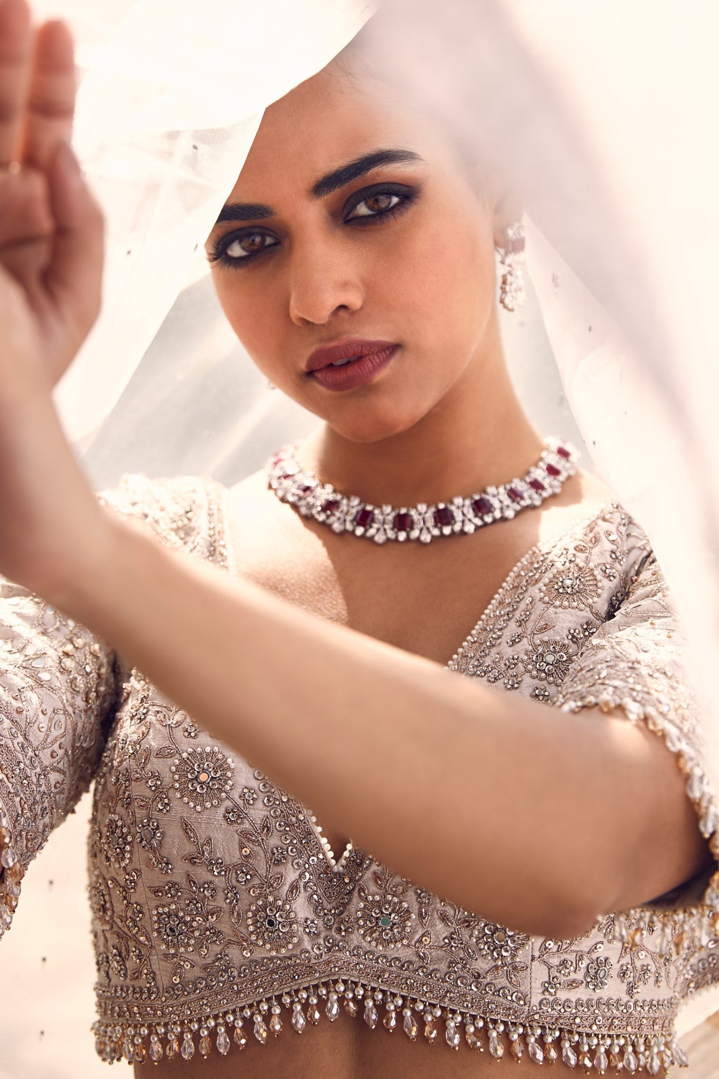 The Turkish Gota Ekru Lehenga