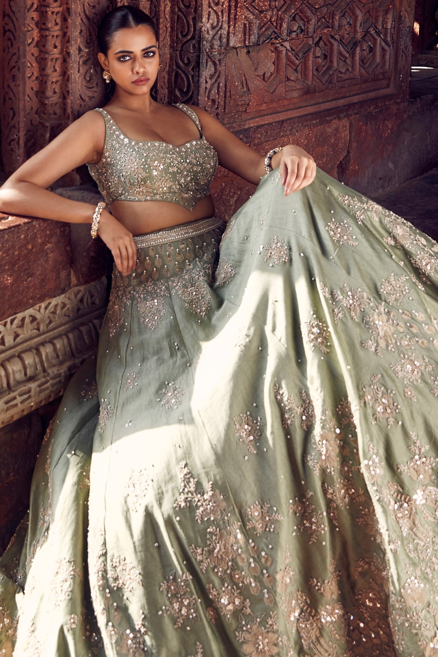 The Sona Patti Jade Bow Lehenga