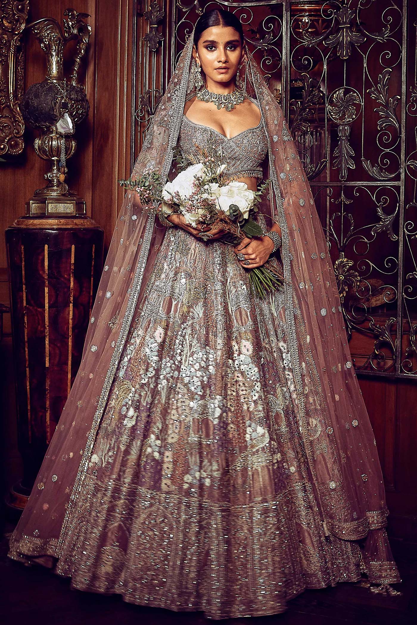 The Palace Of Provence - Aged Lavender Lehenga