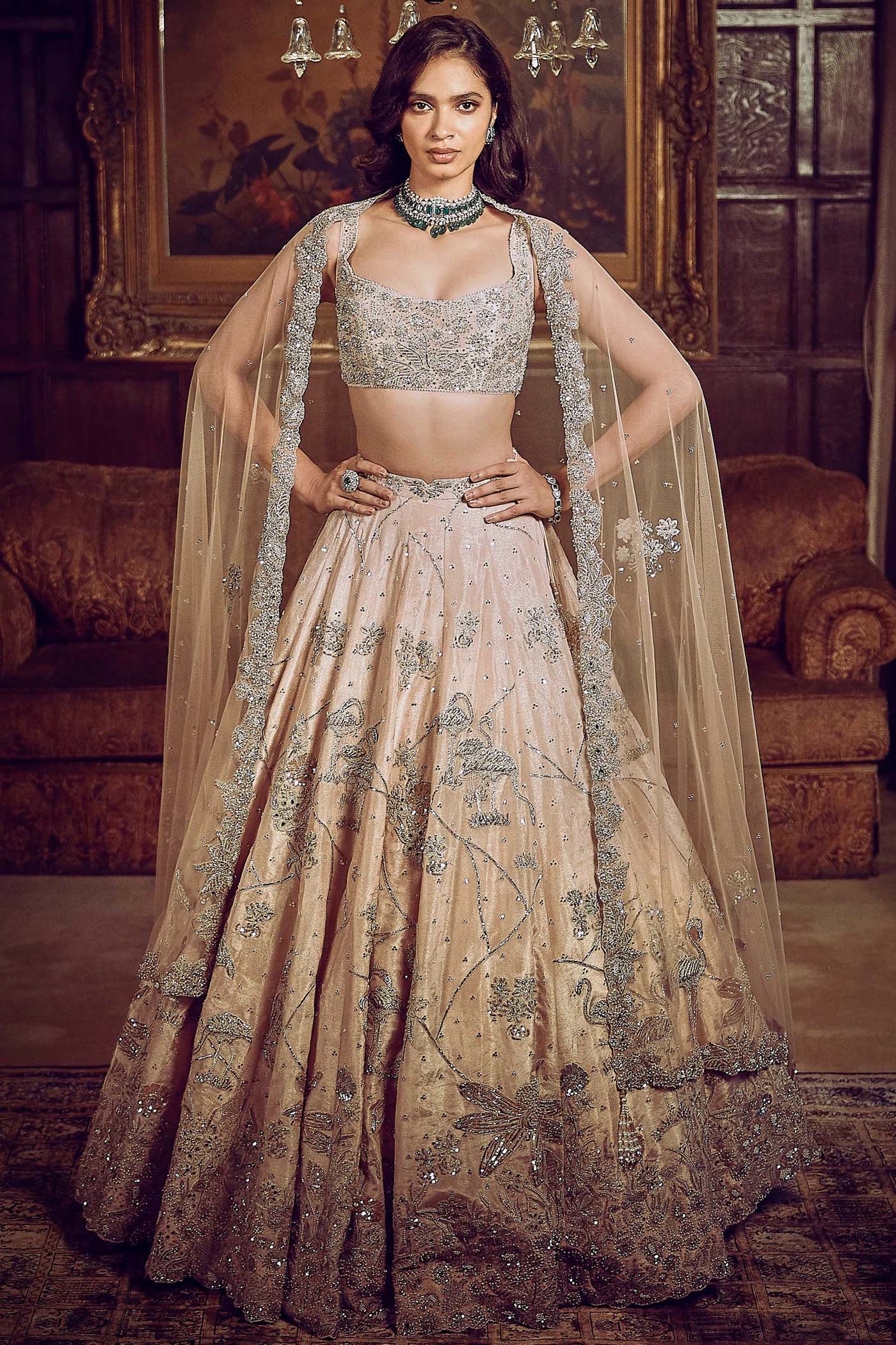 The Moroccon Pink Flamingo Landscape Lehenga