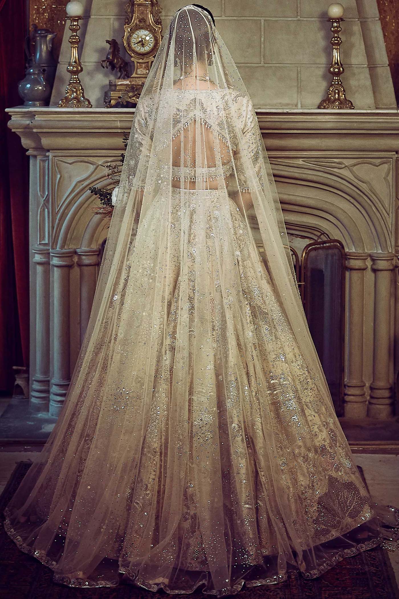 The Wild Ocean Ekru Lehenga