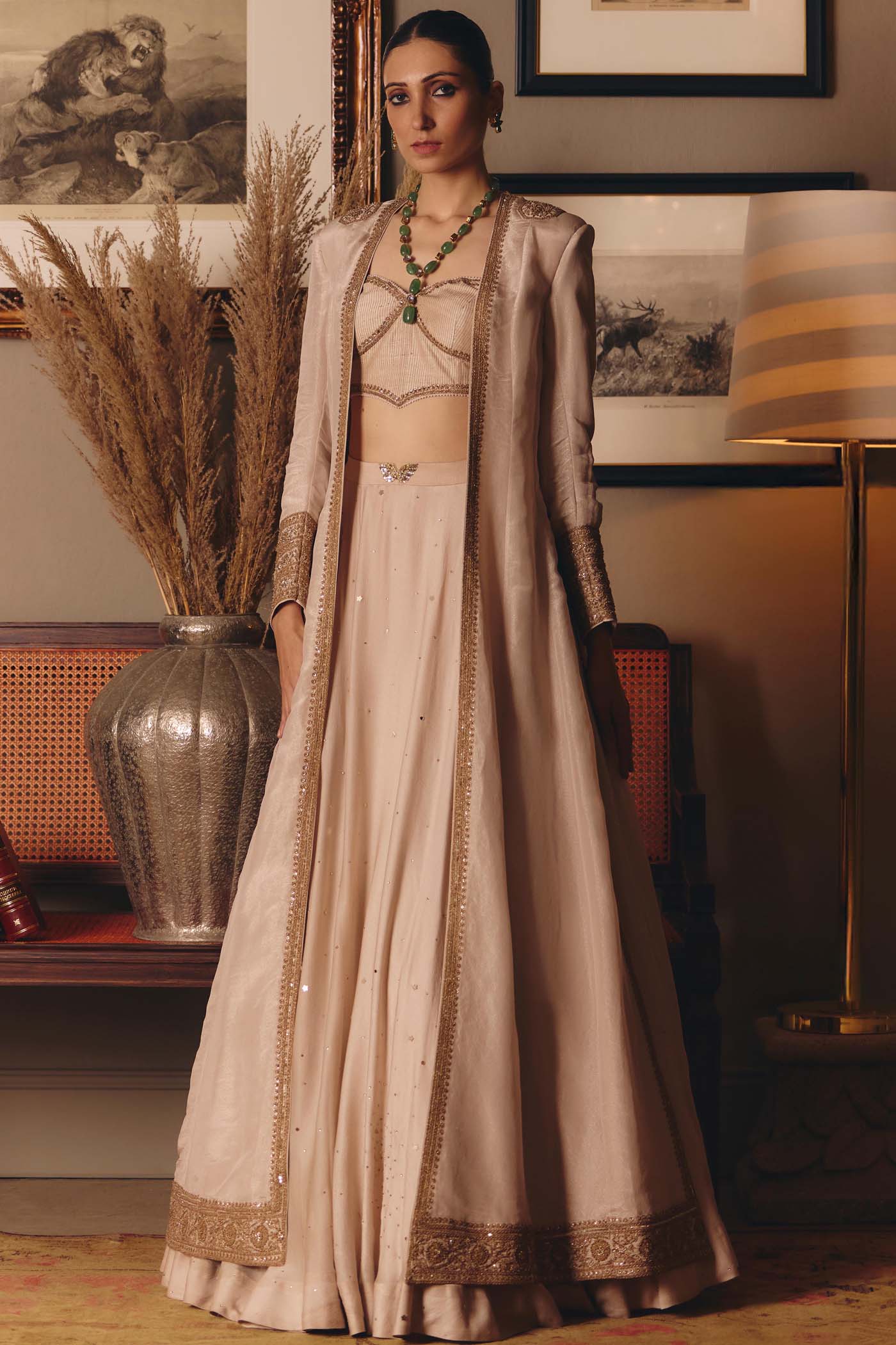 The Aged Ekru Saadgi Lehenga