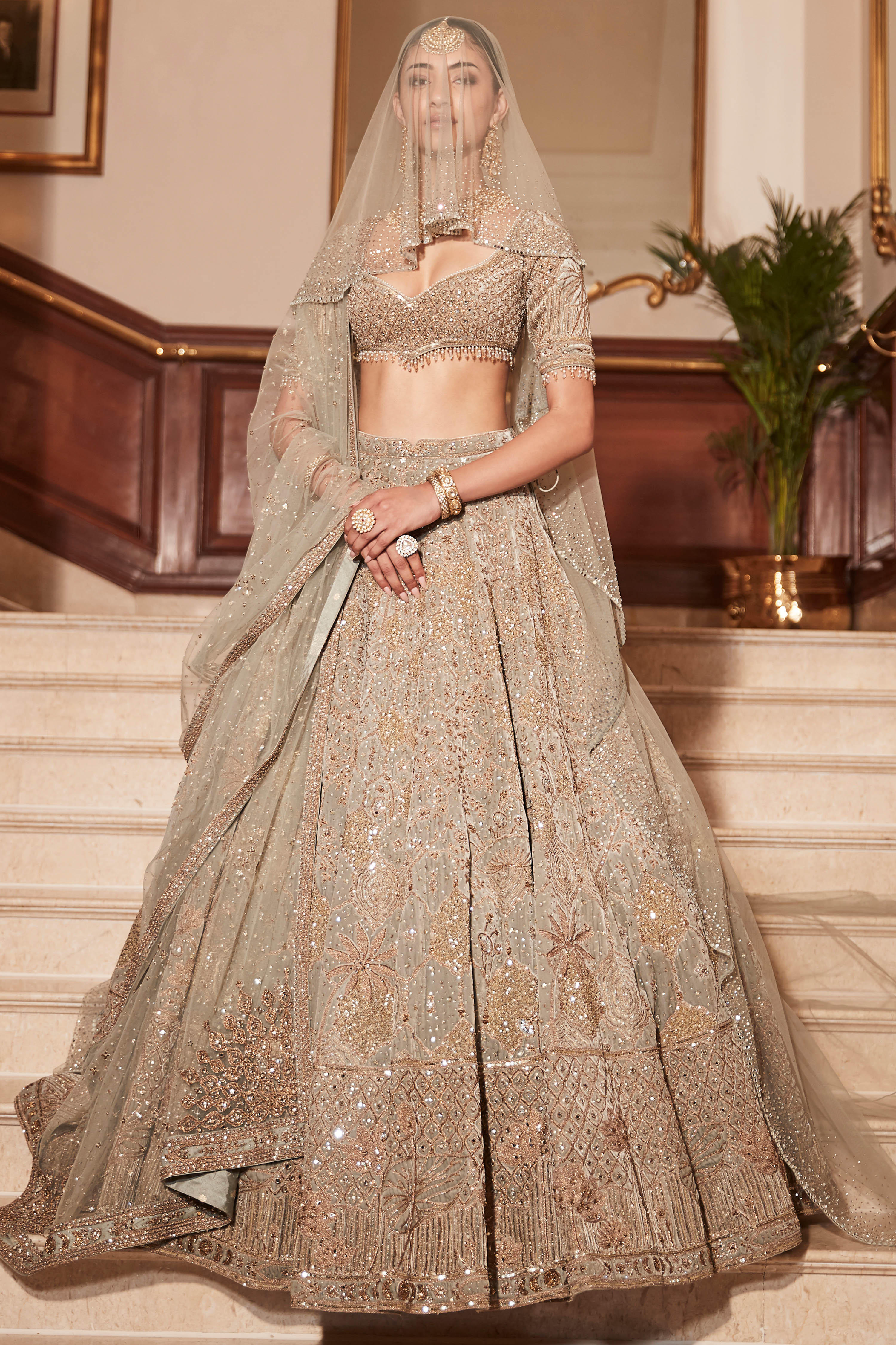 The Royal Lotus Pond Jade Lehenga