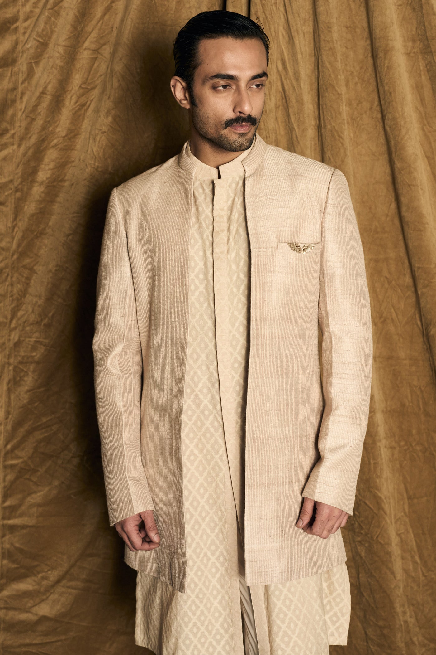 The Classic Dhagai Open Rambagh Achkan with Kurta