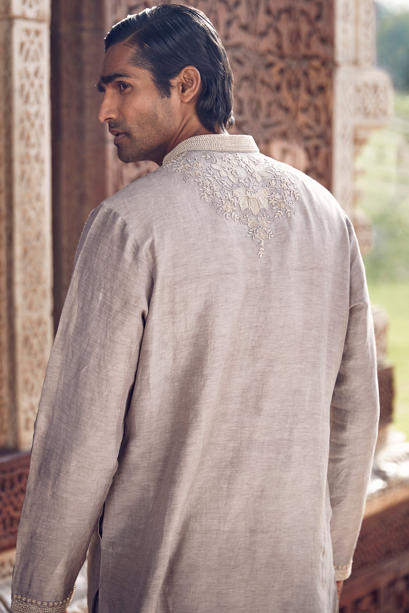 The Scottish Grey Sona Patti Kurta Set