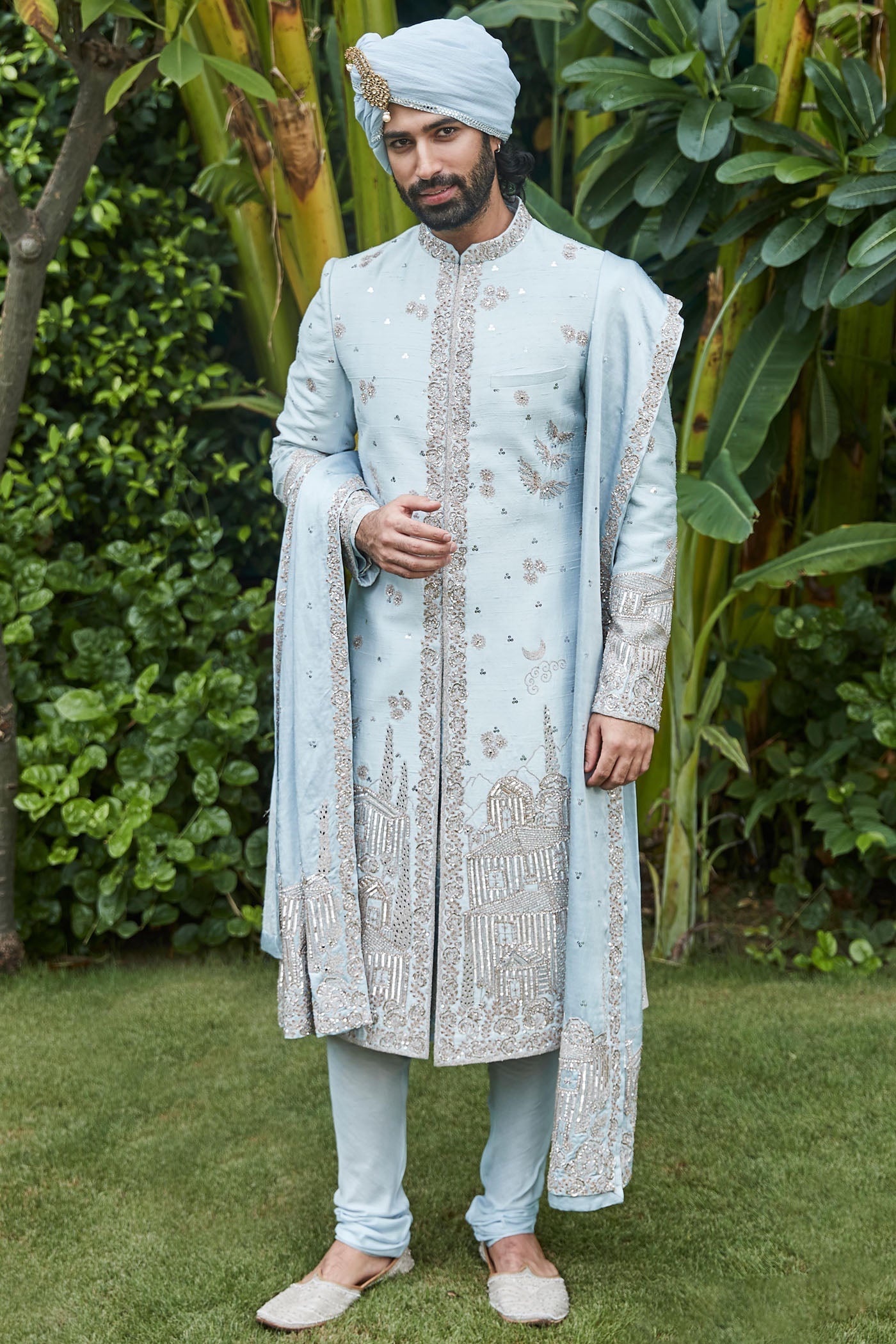 The Ice Blue Landscape Sherwani