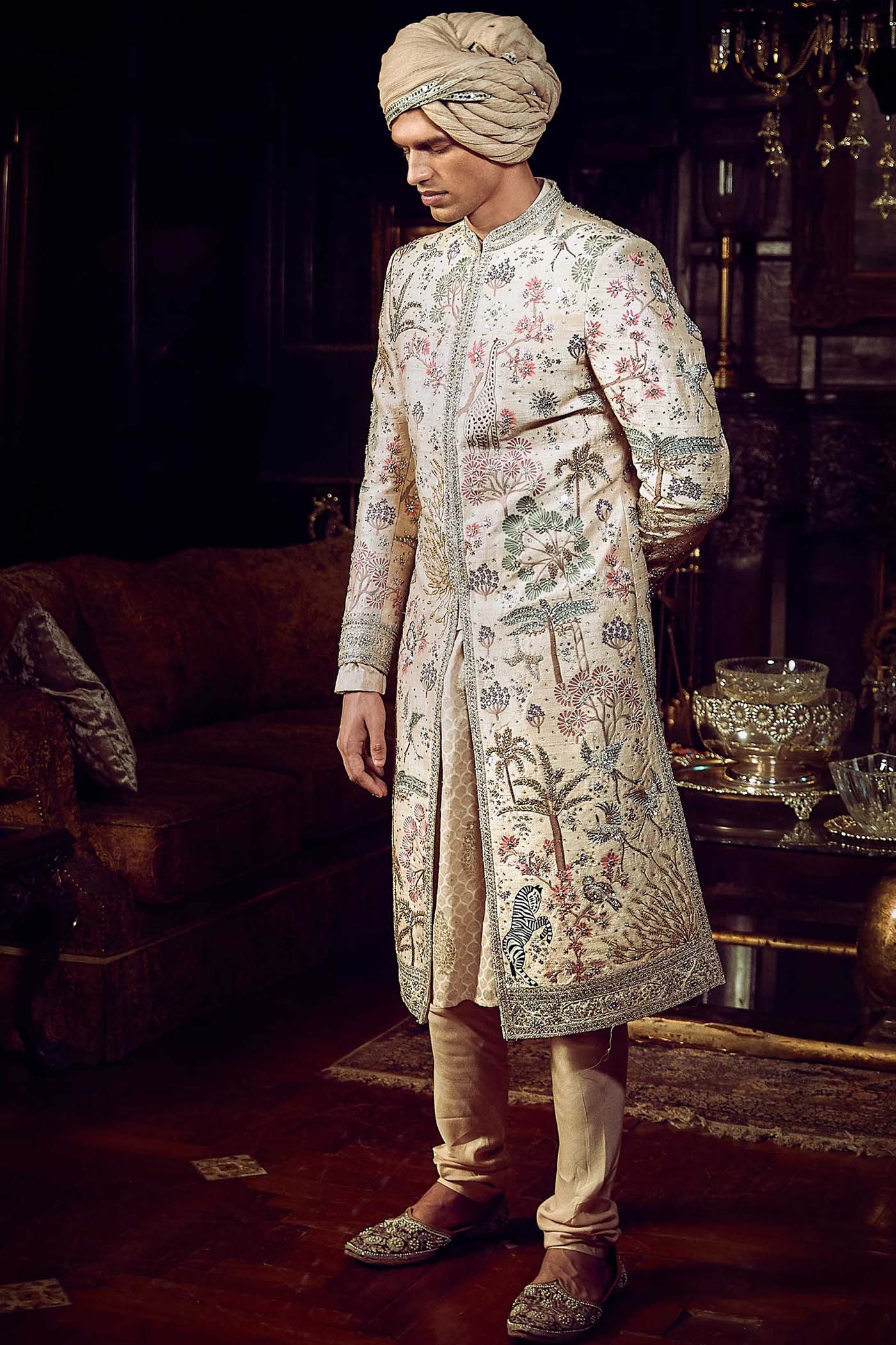 The Vintage Peach Masai Sherwani