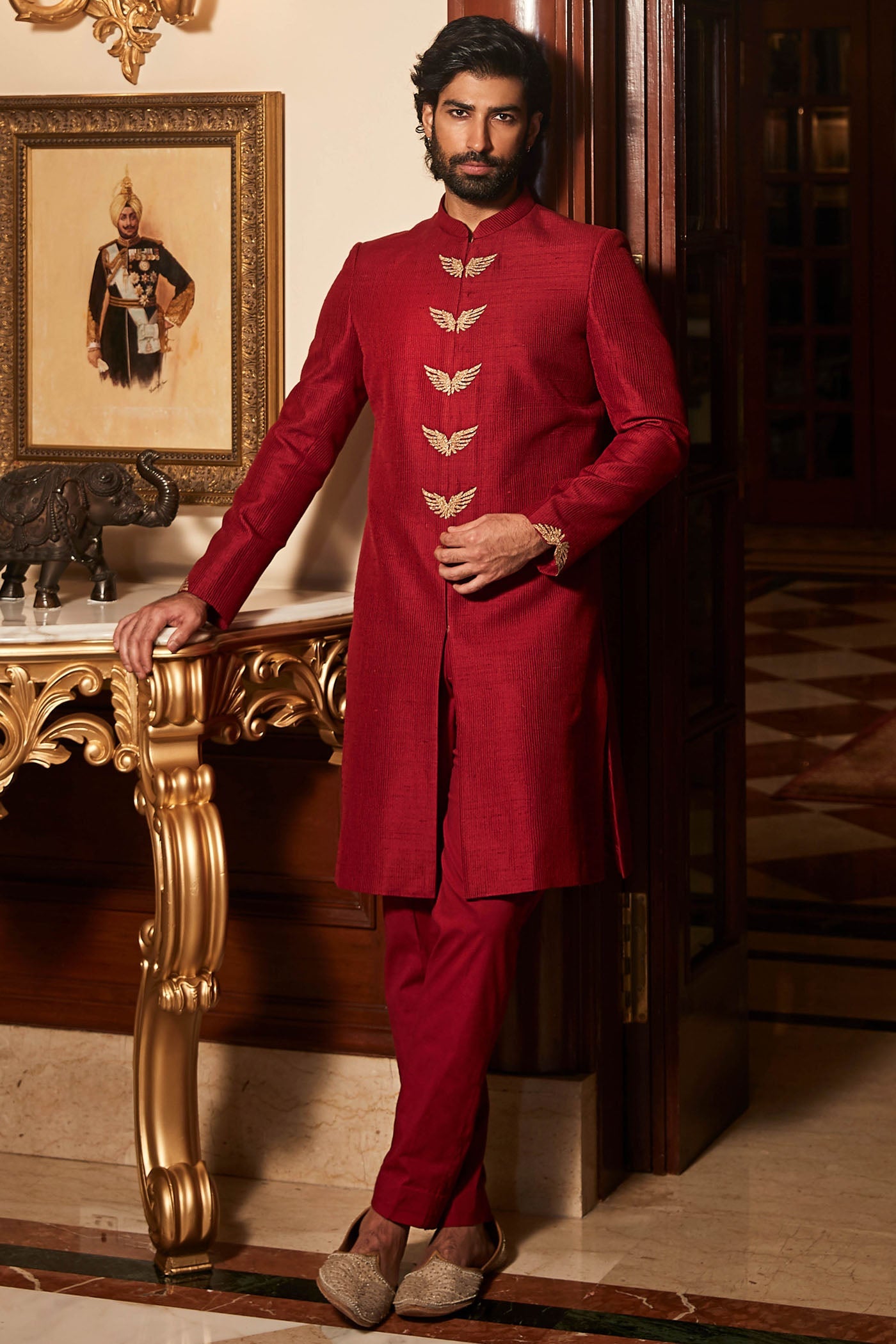 The Wings of Paradise Scarlet Sherwani