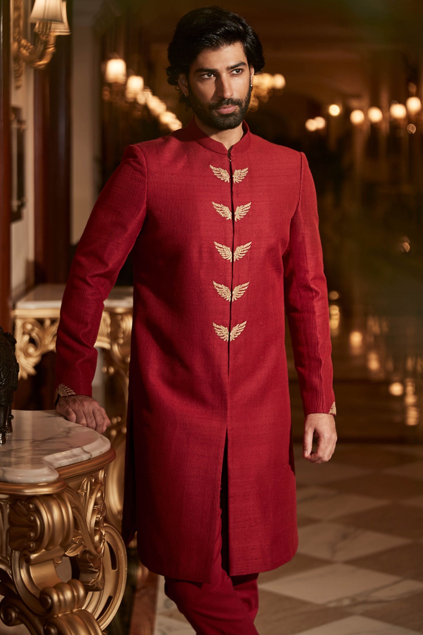 The Wings of Paradise Scarlet Sherwani
