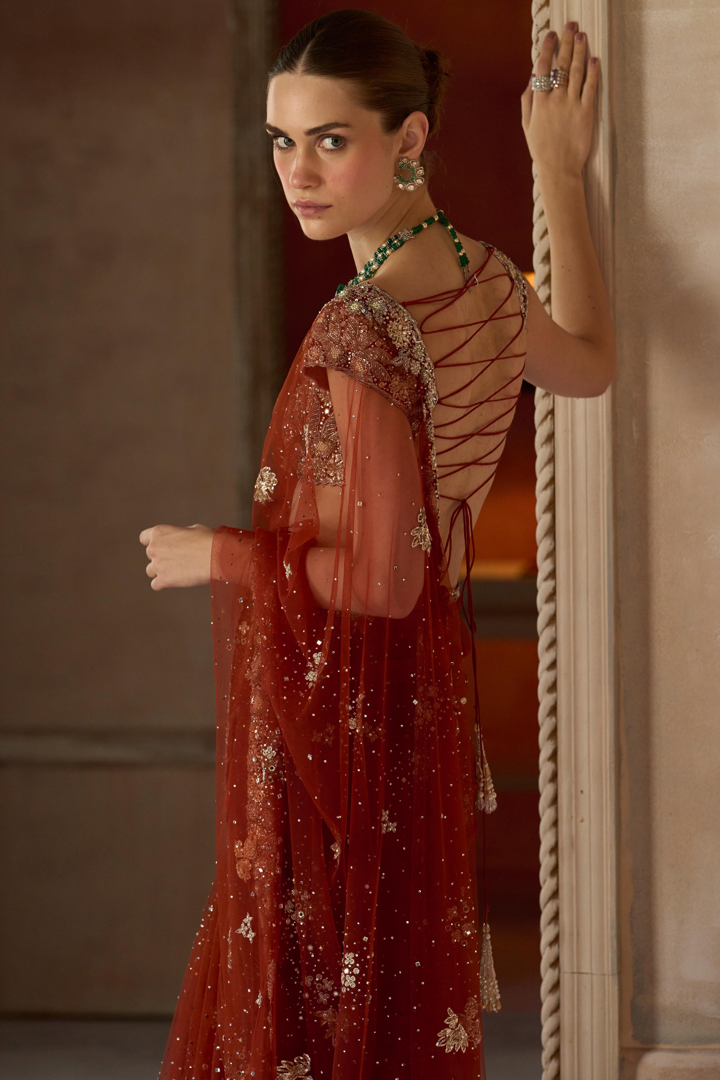The Mashaal Tangerine Saree