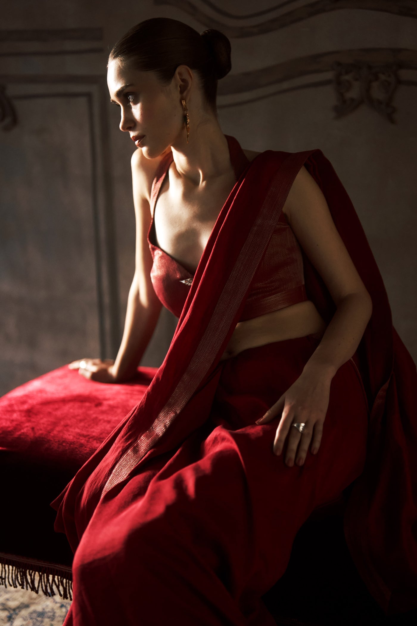 The Garavani Winged Scarlet Silk Saree