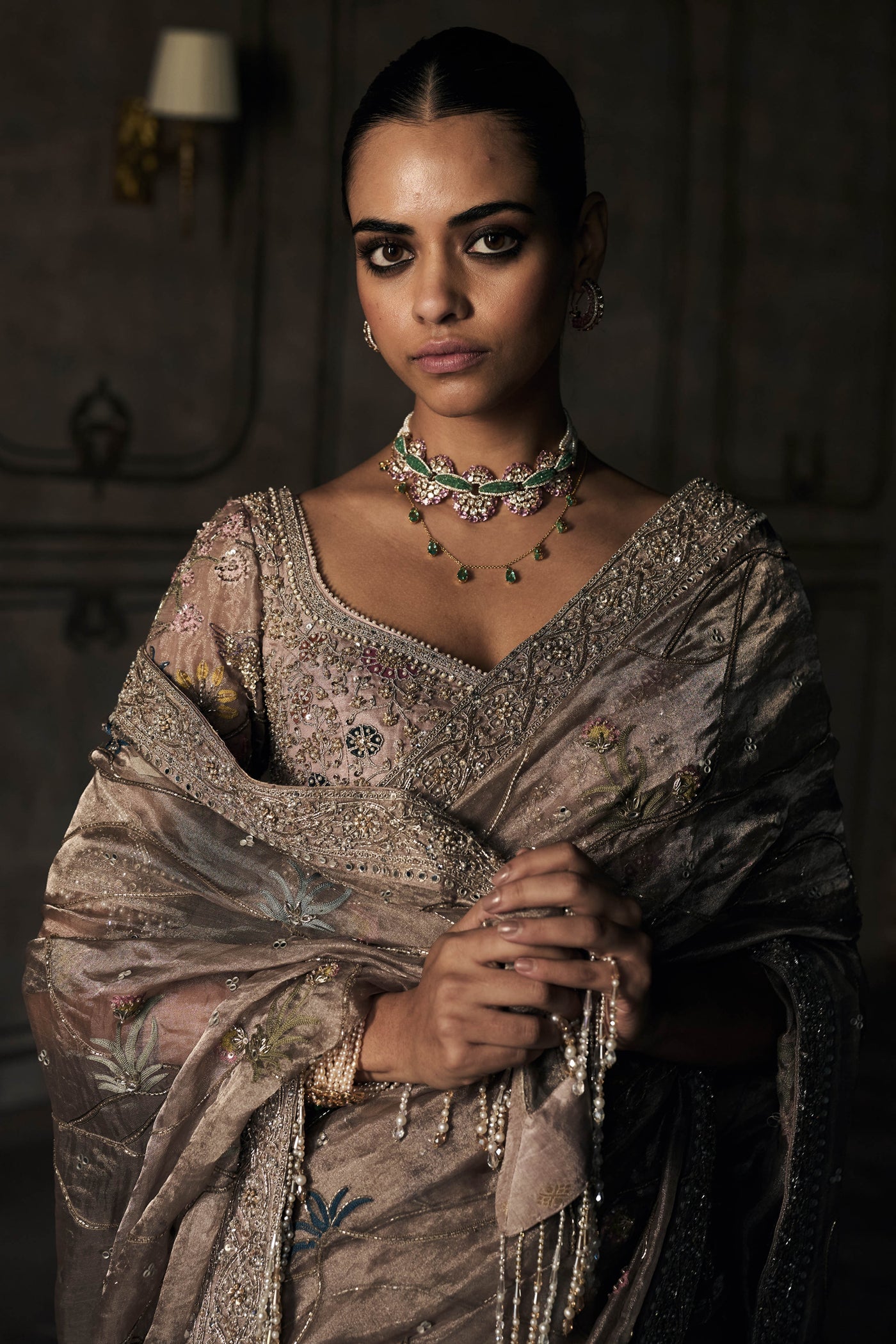 The New Shikargah Aged Lavendar Tissue Saree