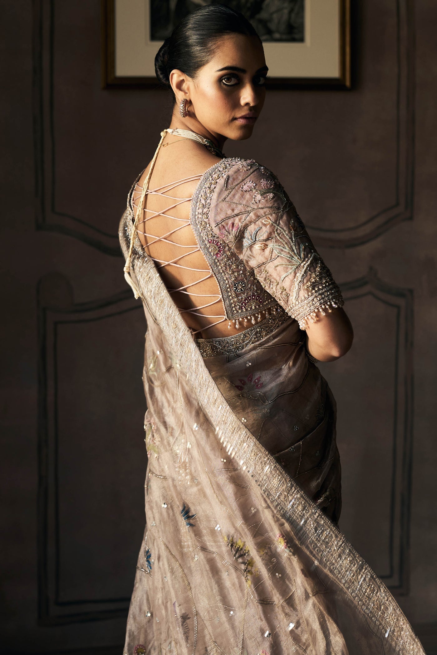 The New Shikargah Aged Lavendar Tissue Saree