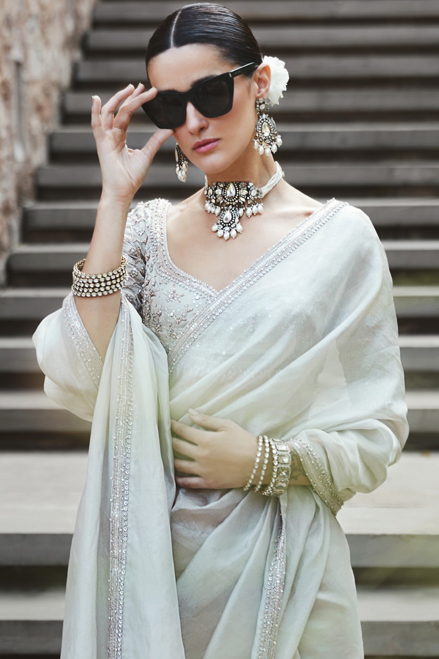 The Silver Needle Matsya Saree