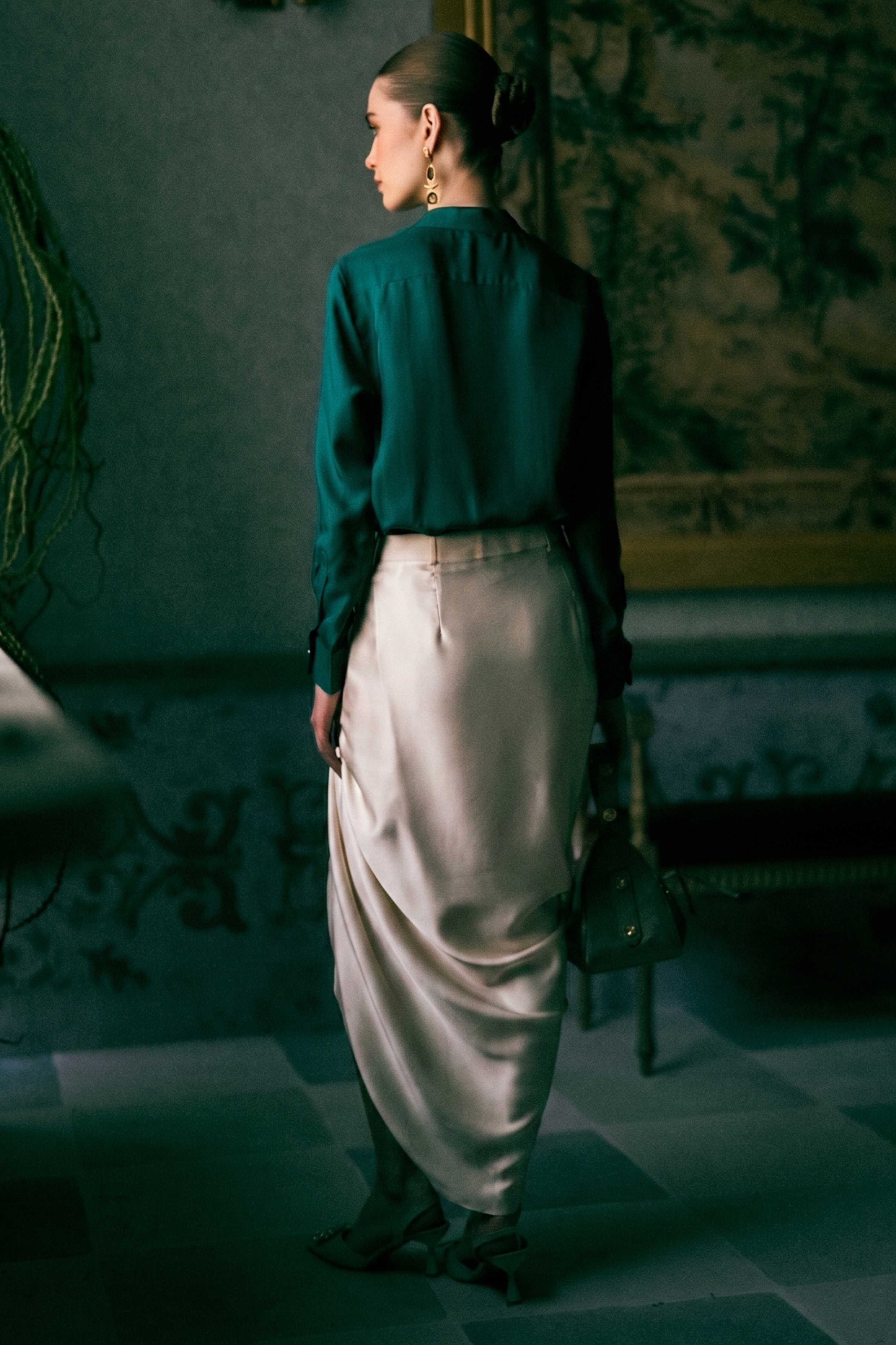 The Iconic Venetian Lion Silk Shirt in Gold & Silver Hardware