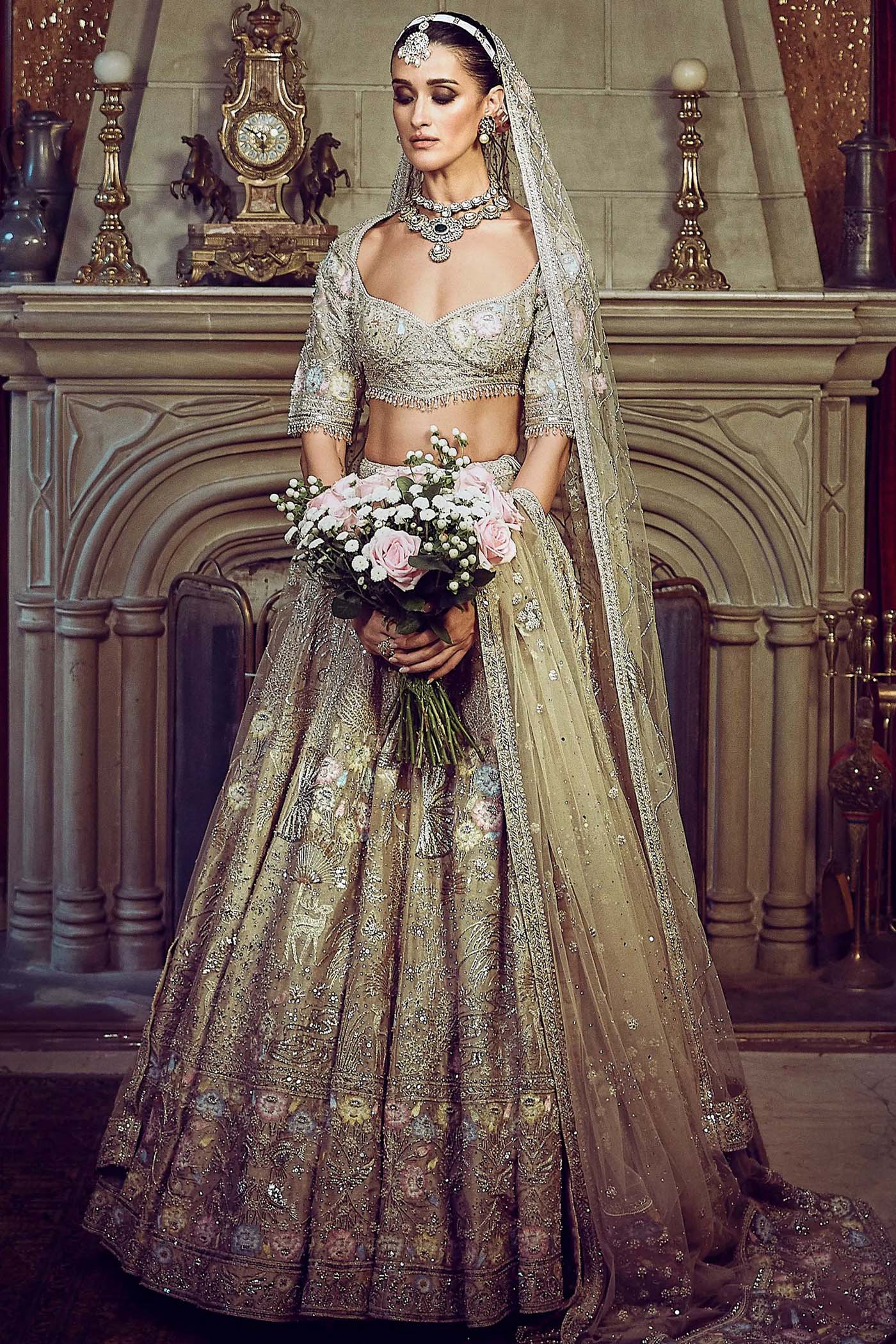 The Autumn Antelope Aged Gold Lehenga