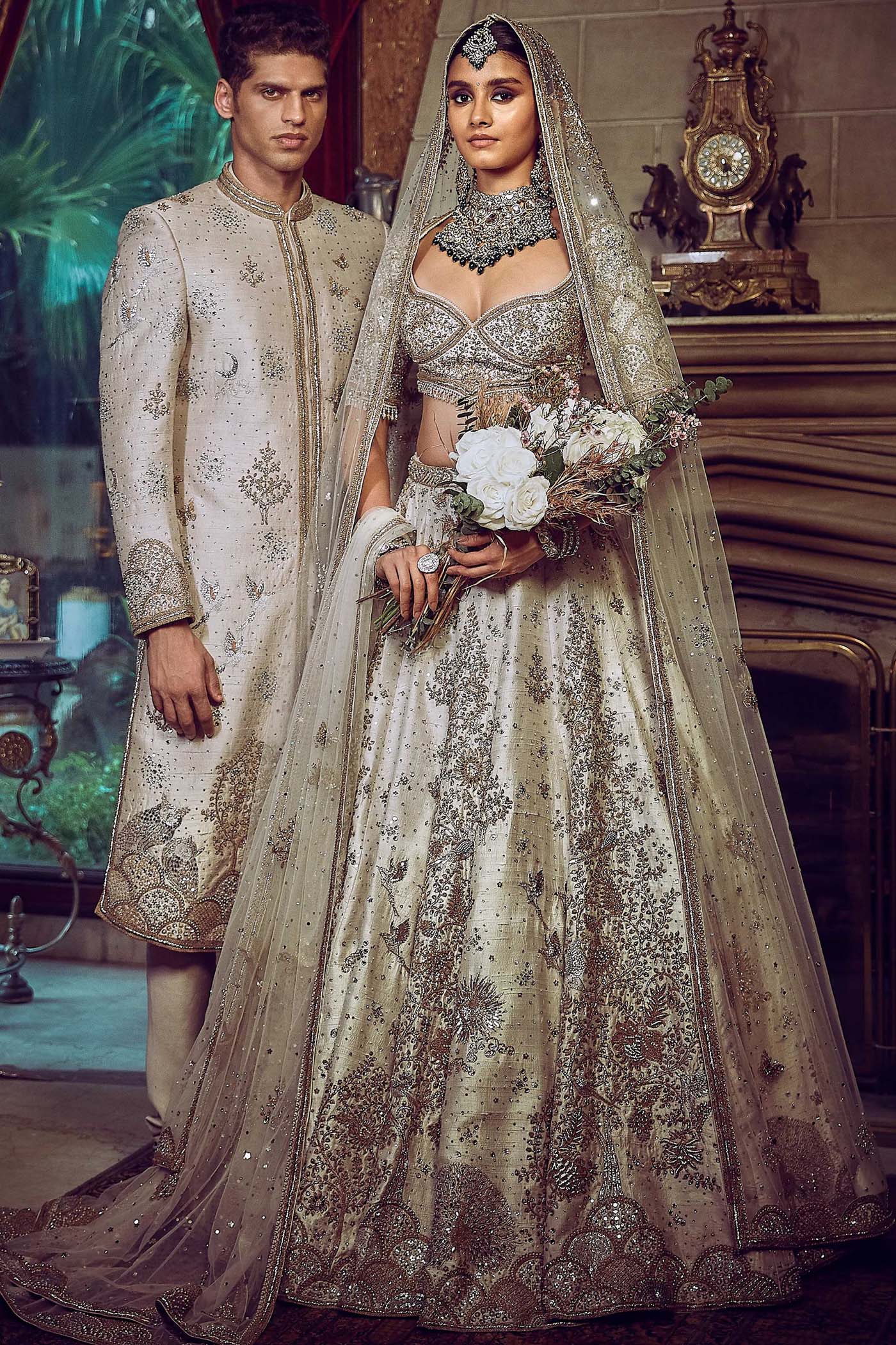 The Aurum Ekru Tree of Life Lehenga