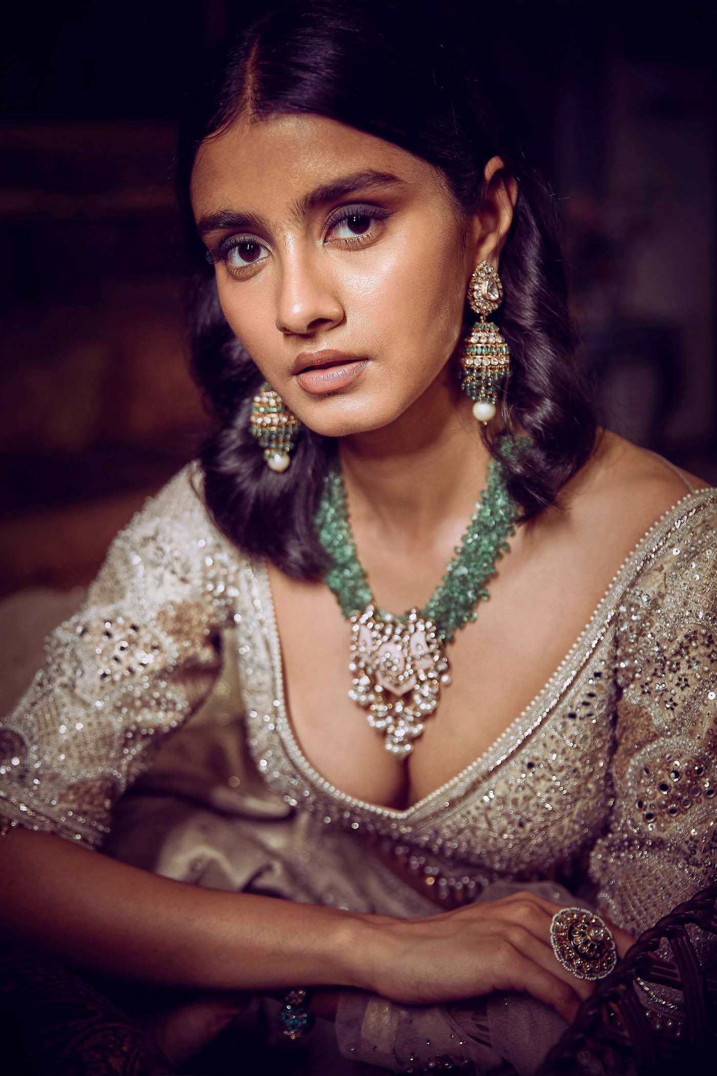 The Silver Needle Tree of Life Lehenga