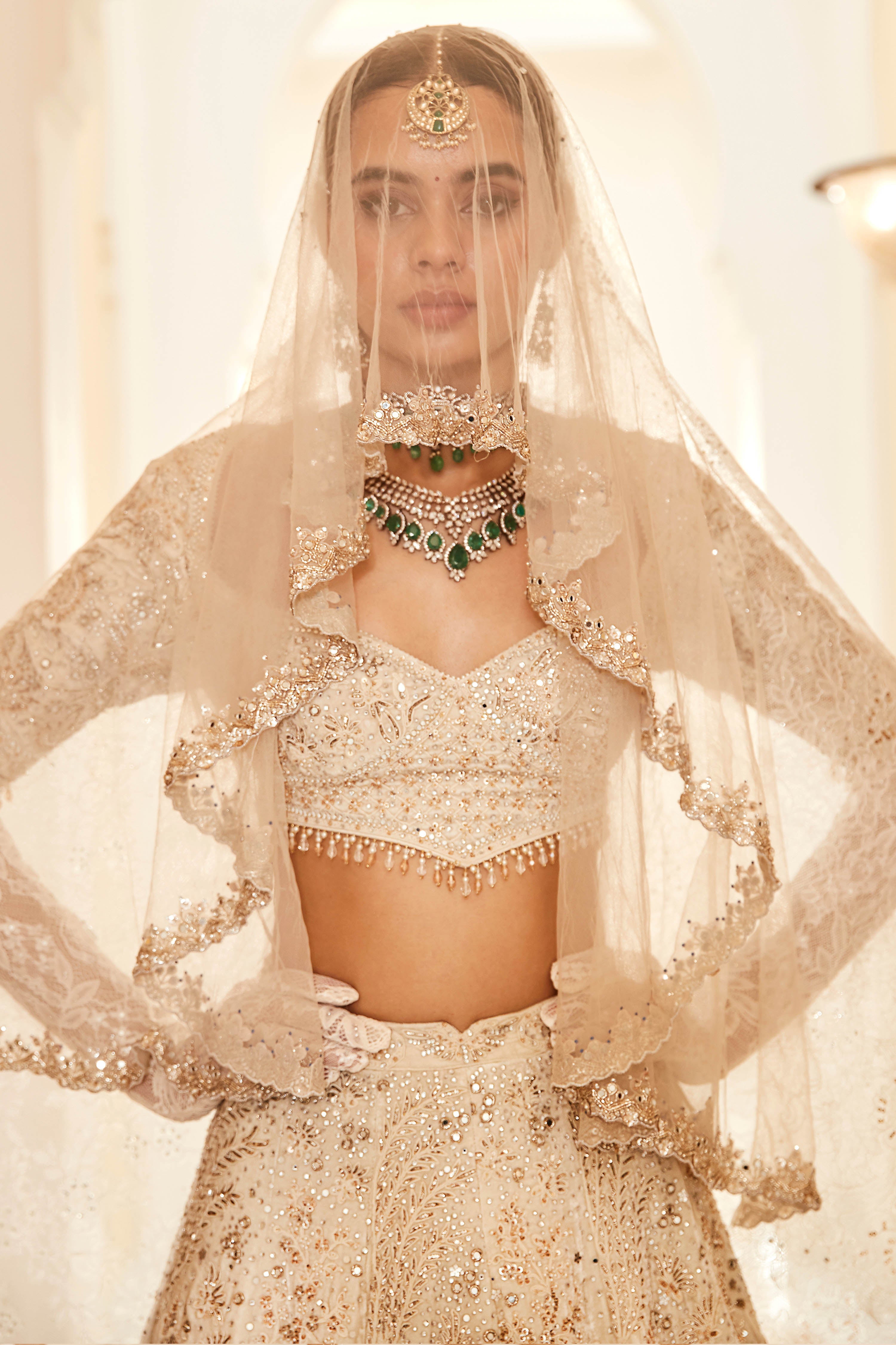The Wild Seascape Snow Velvet Lehenga