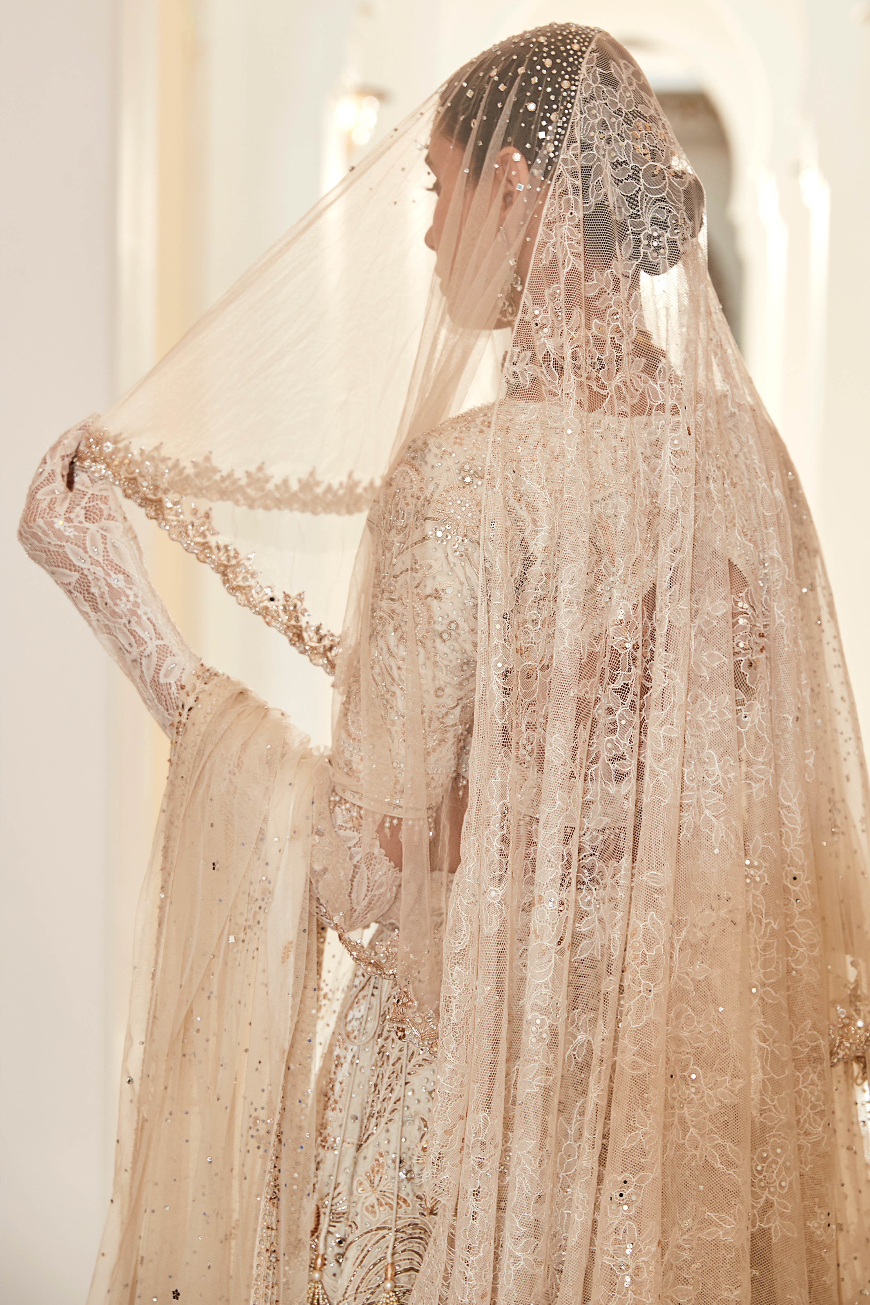 The Wild Seascape Snow Velvet Lehenga