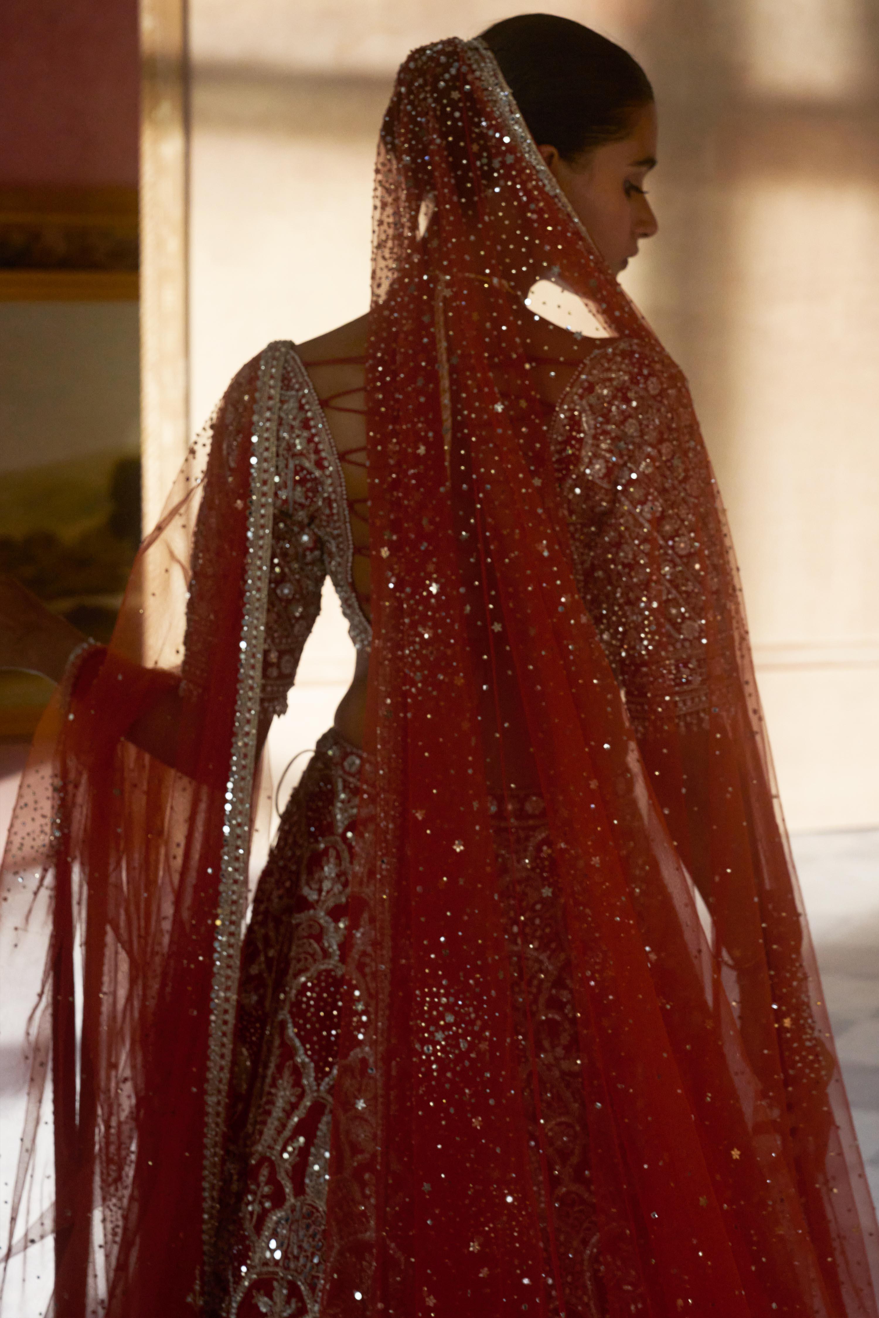The Vintage Matsya Palace Tangerine Lehenga