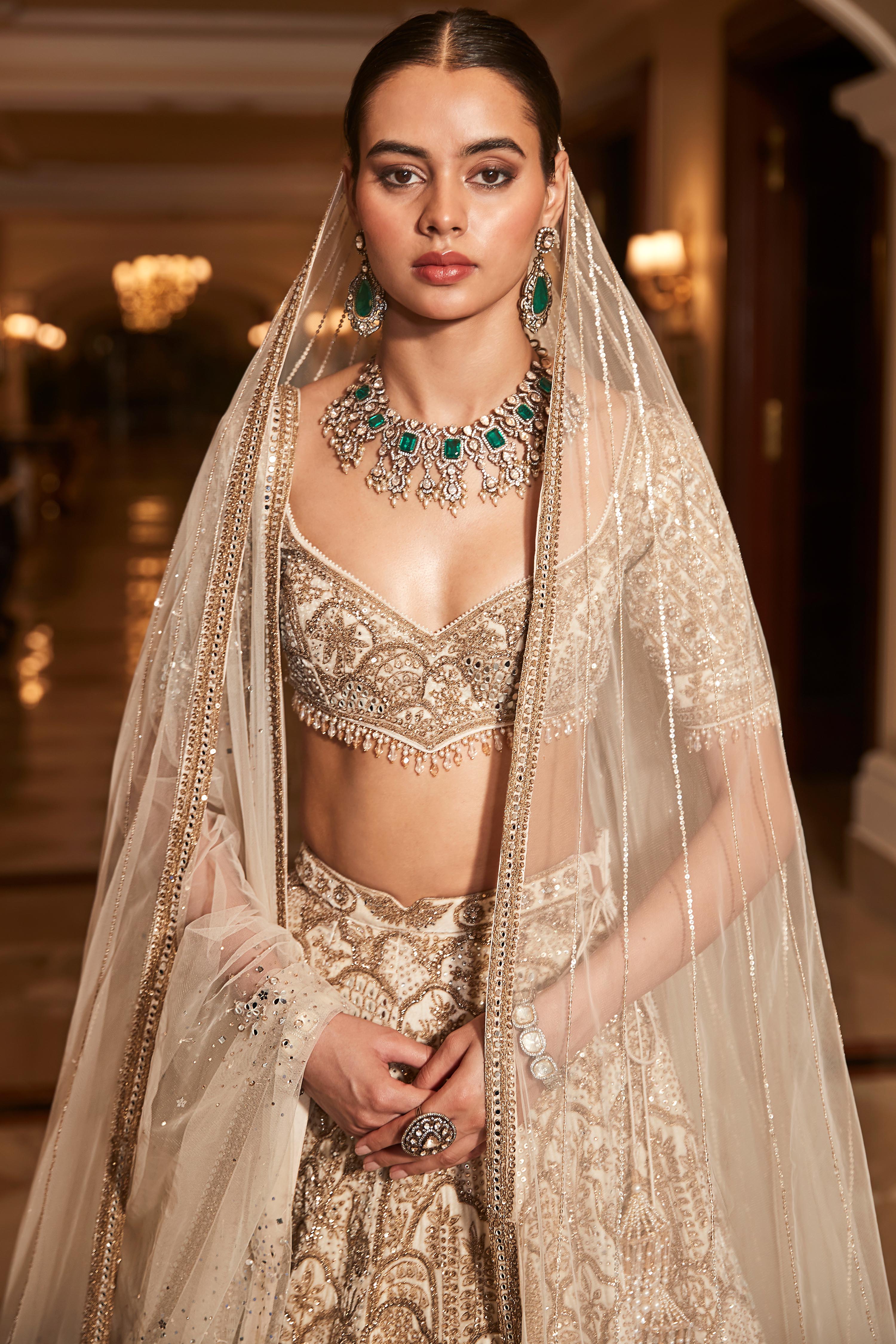 The Vintage Matsya Palace Ekru Lehenga