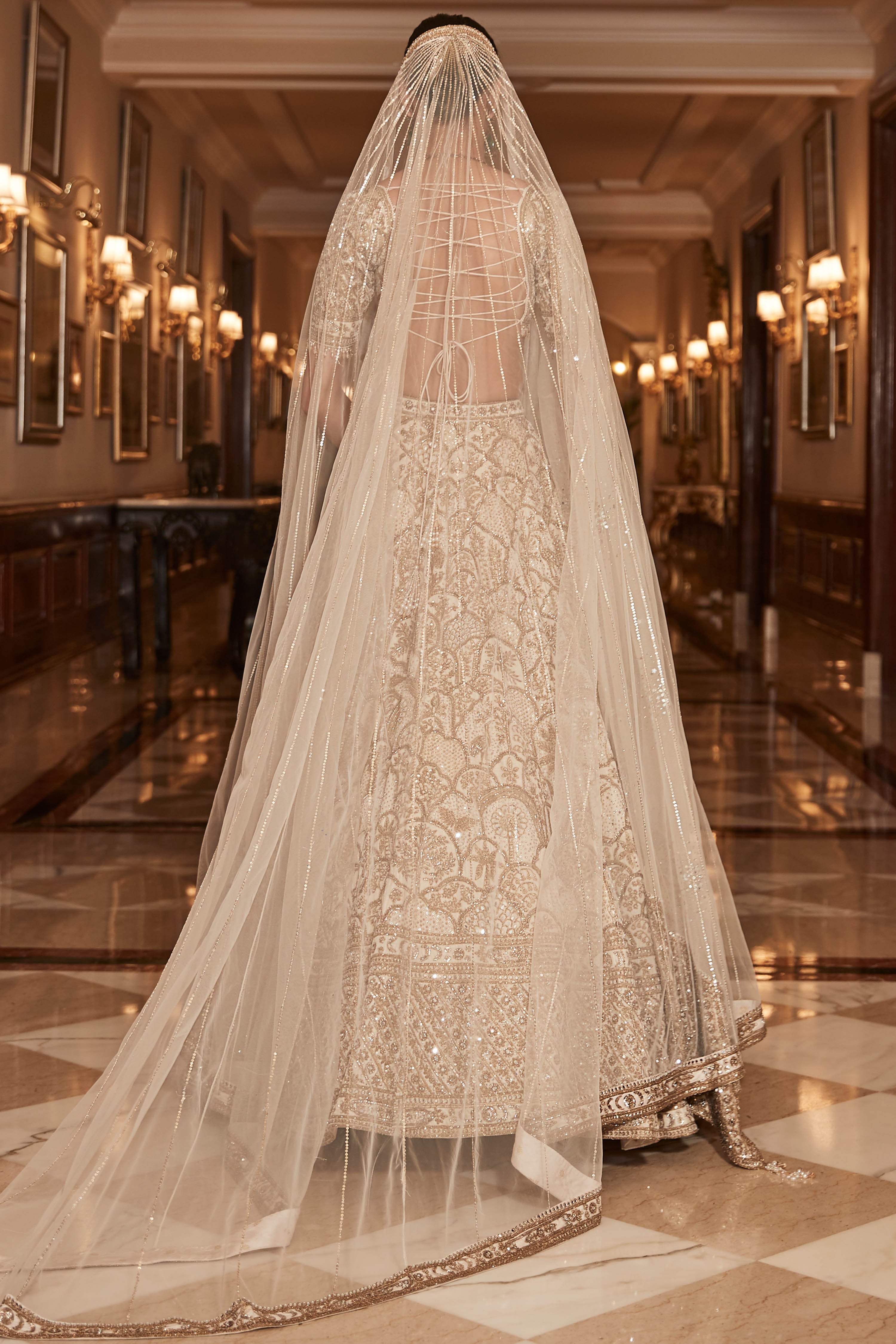 The Vintage Matsya Palace Ekru Lehenga