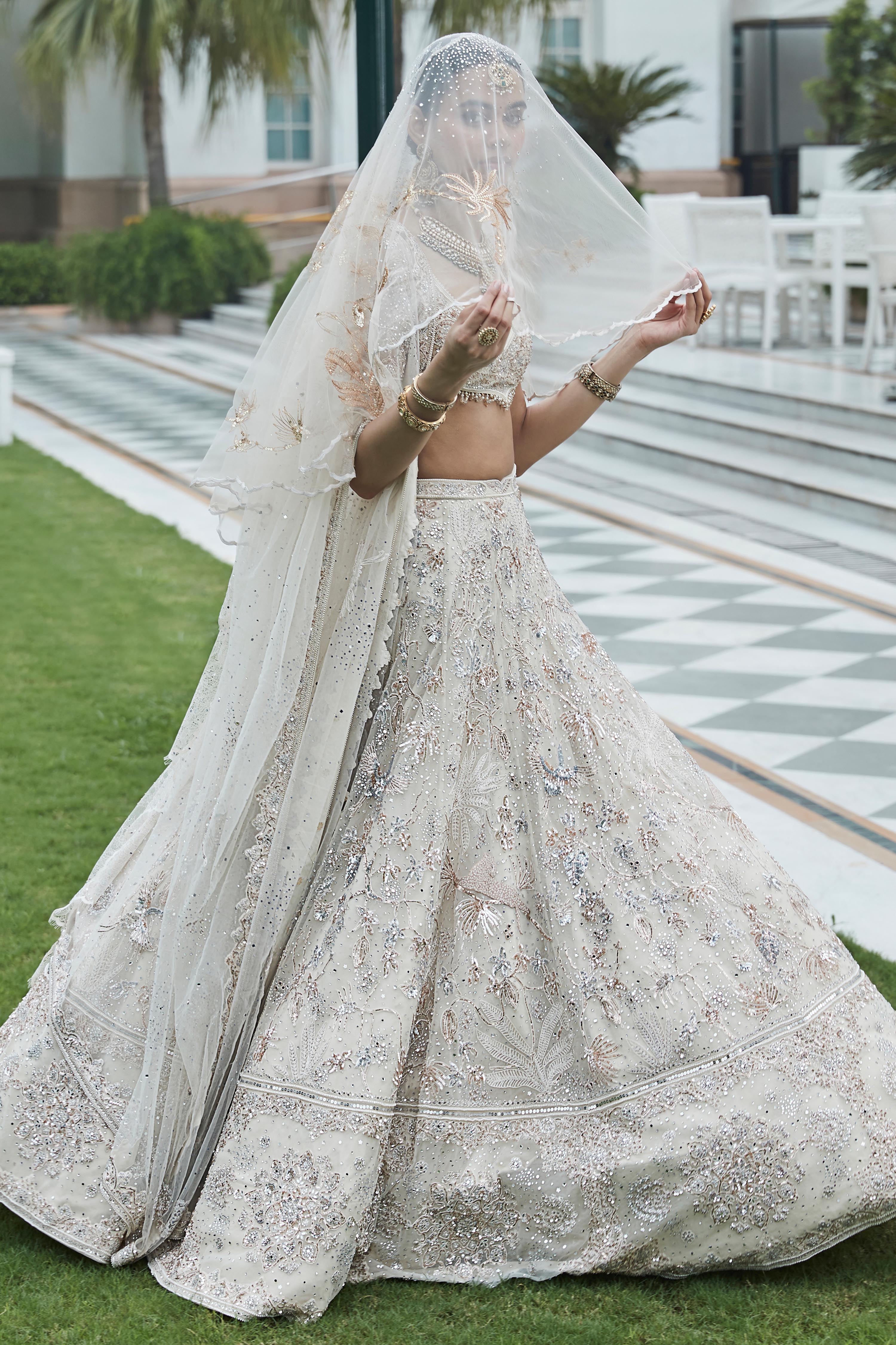 The Savannah Tulle Snow Lehenga