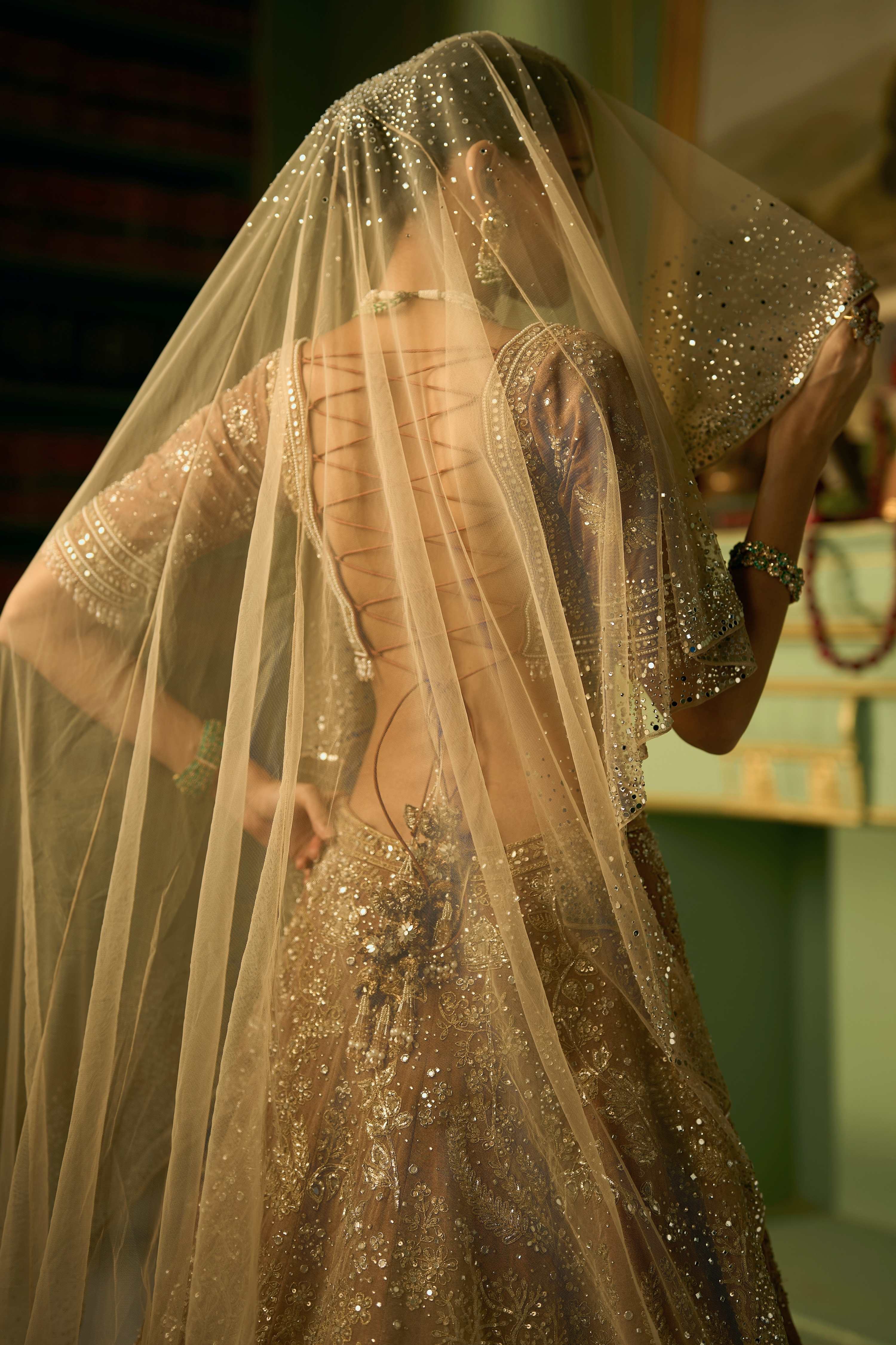 The Garden of Elves Apricot Lehenga