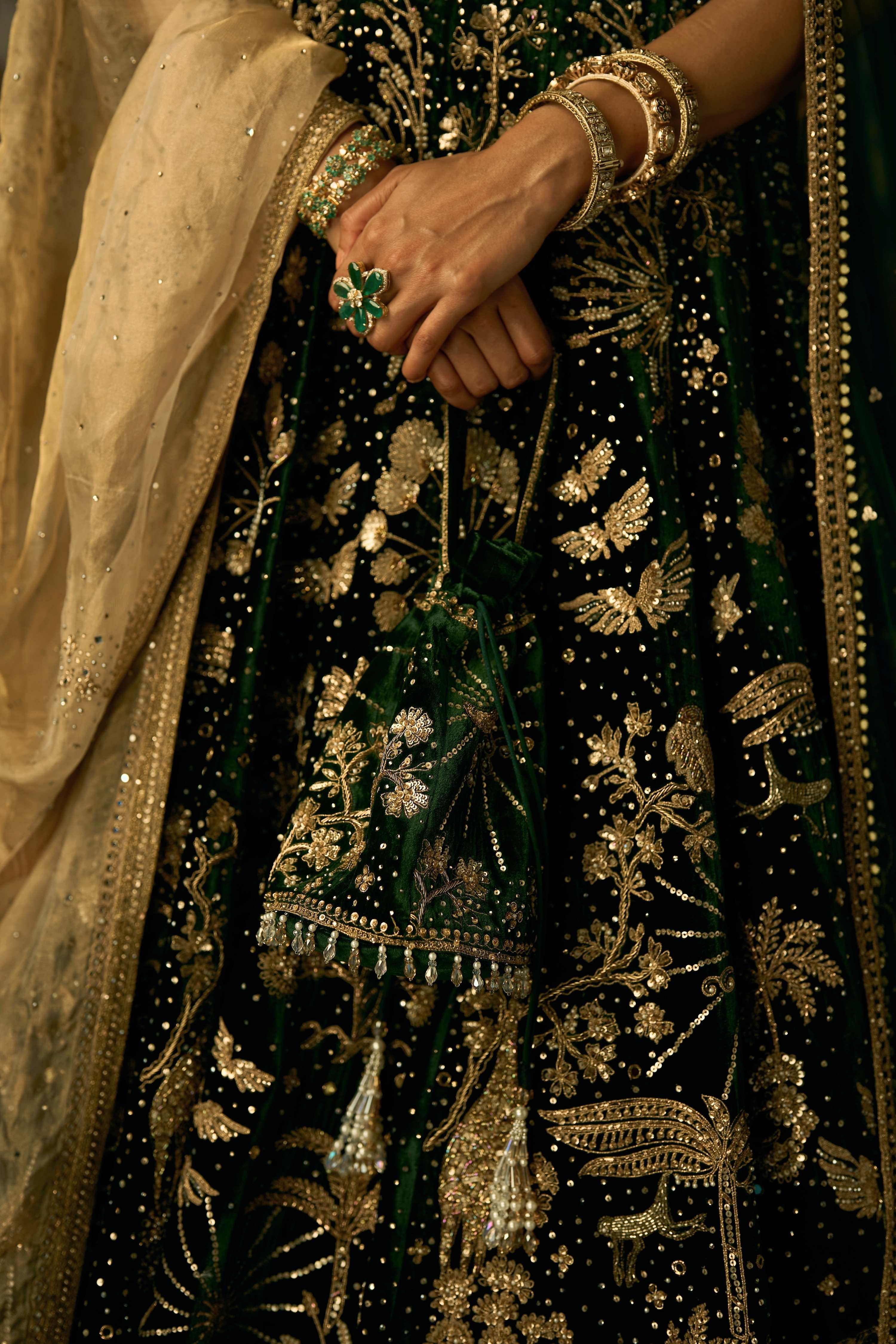 The Royal Wanderlust Forest Green Lehenga