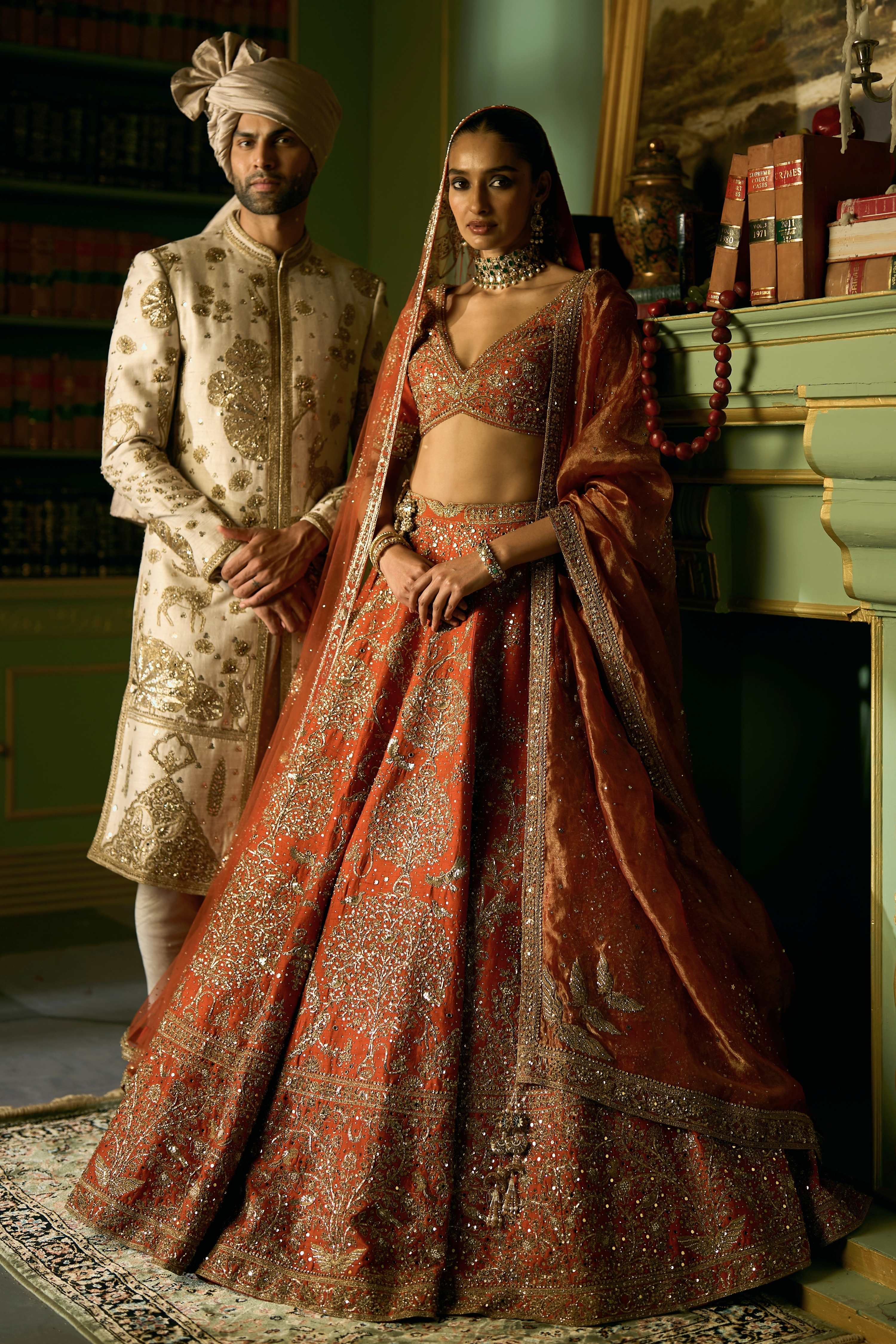 The Tangerine Tree of Eternity Lehenga