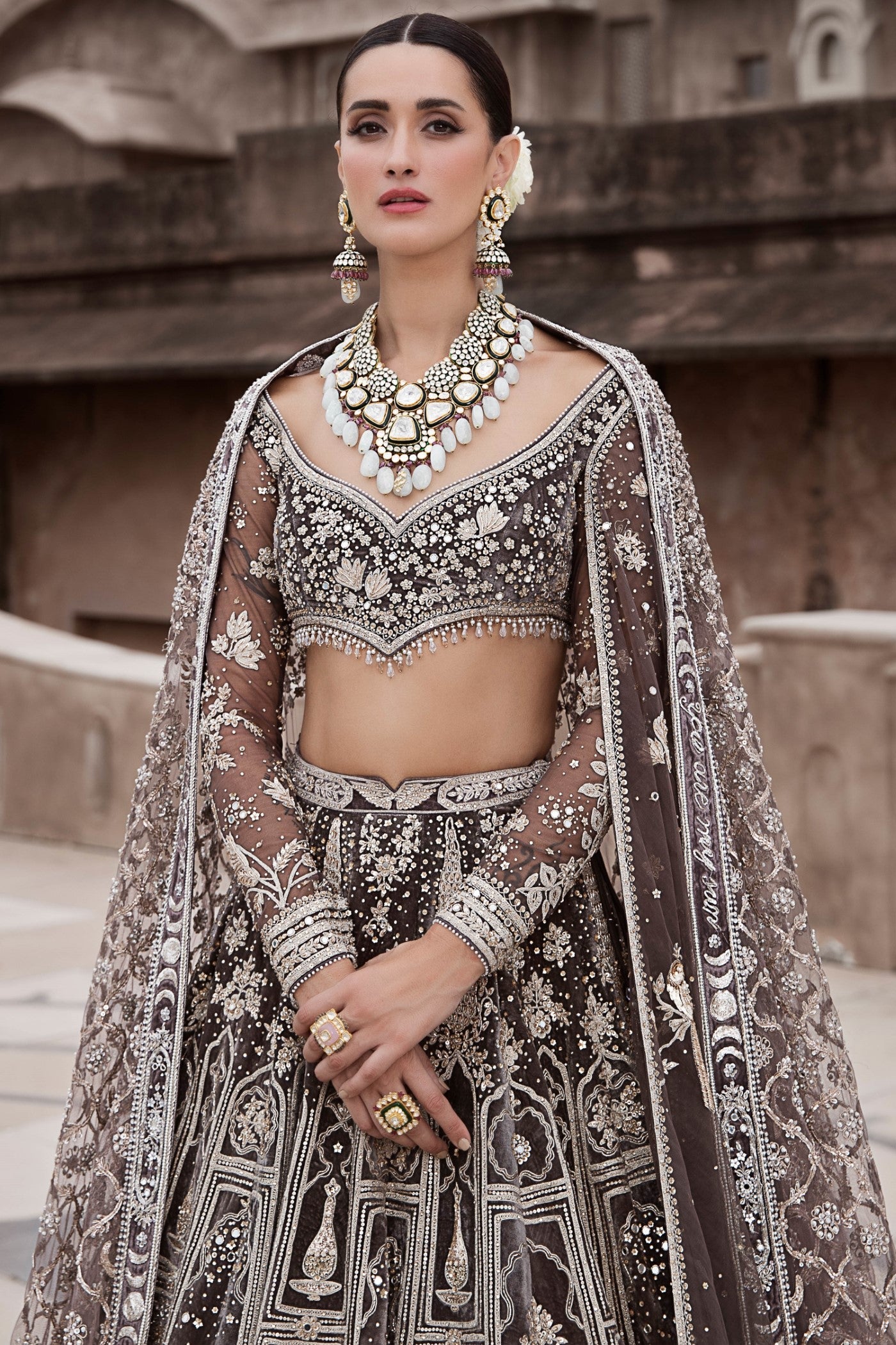 The British Charcoal Wild Masai Lehenga