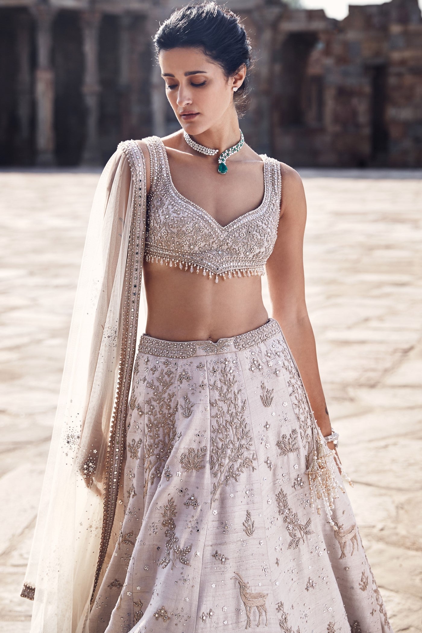 The Tuscan Ivory Landscape of Dreams Lehenga