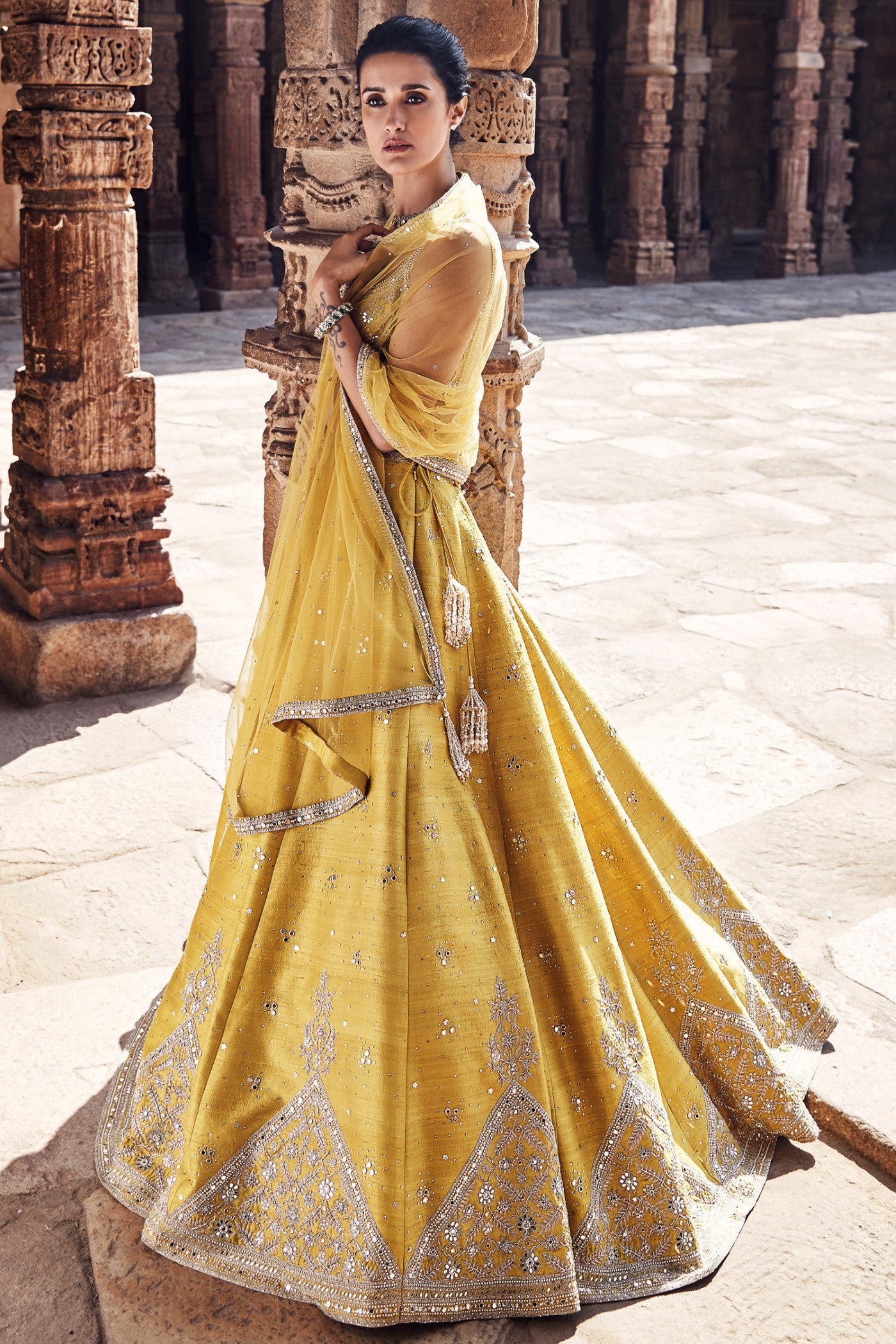 The Royal Pyramid Turmeric Lehenga Set