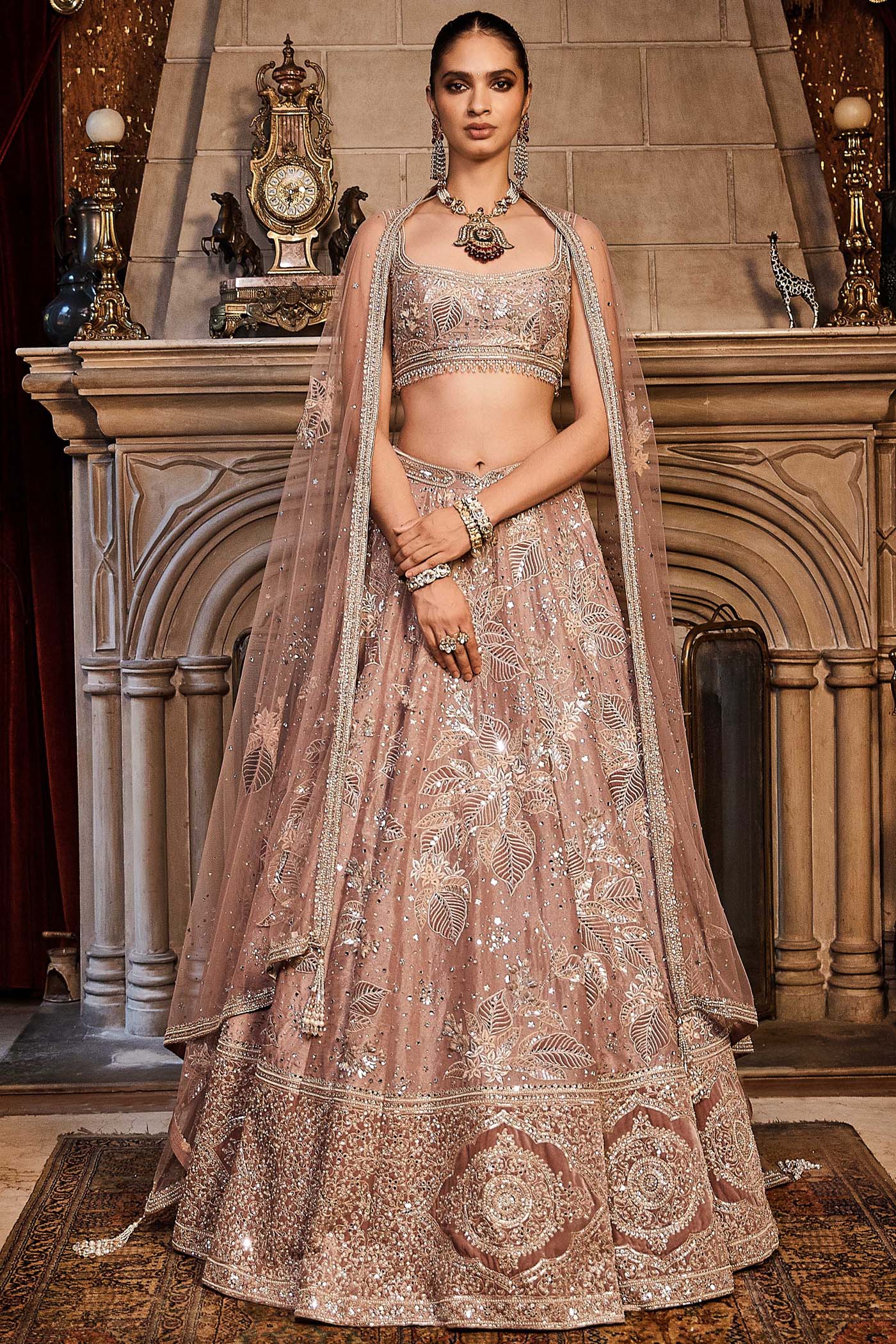French Rose Autumn Lehenga