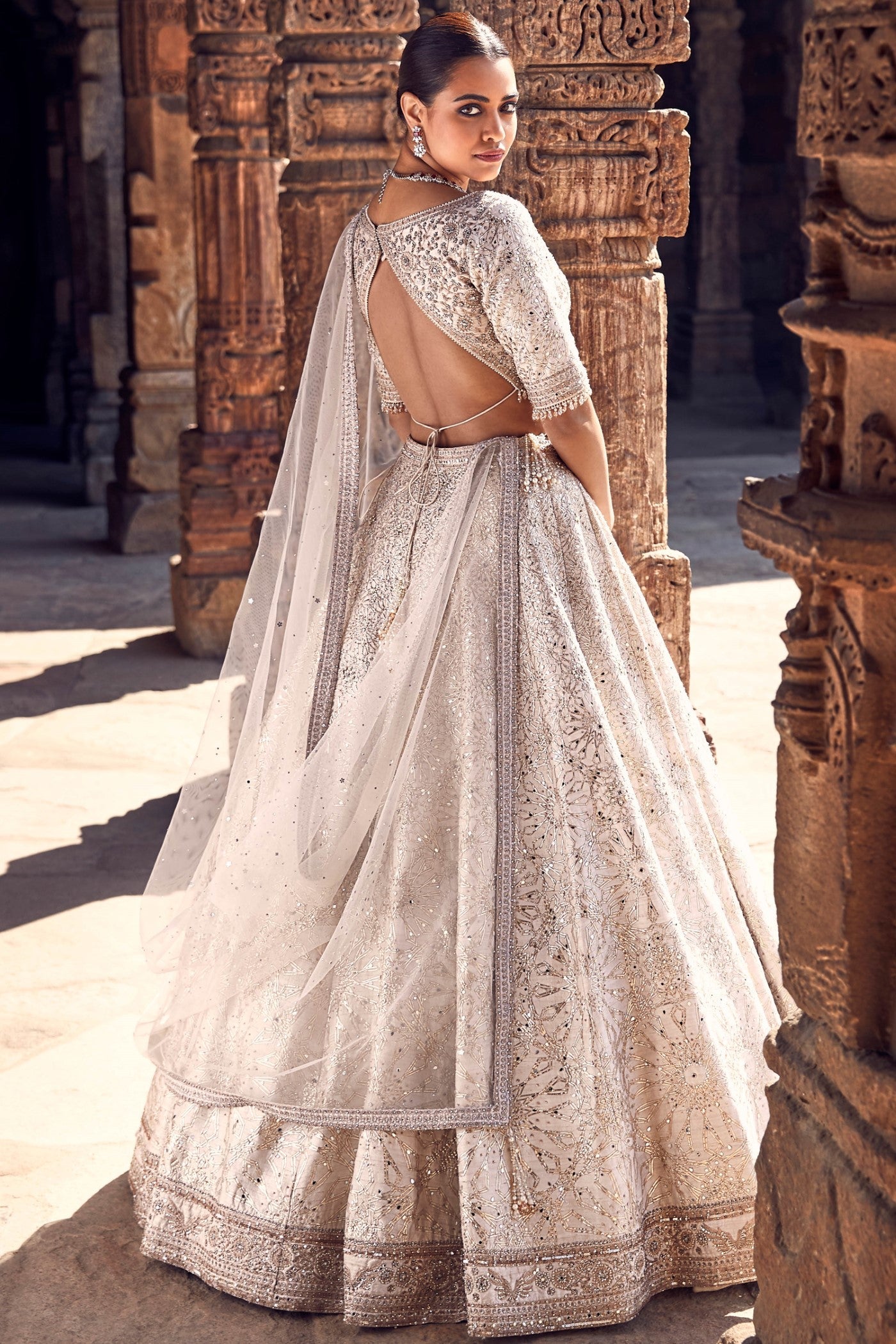 The Turkish Gota Ekru Lehenga