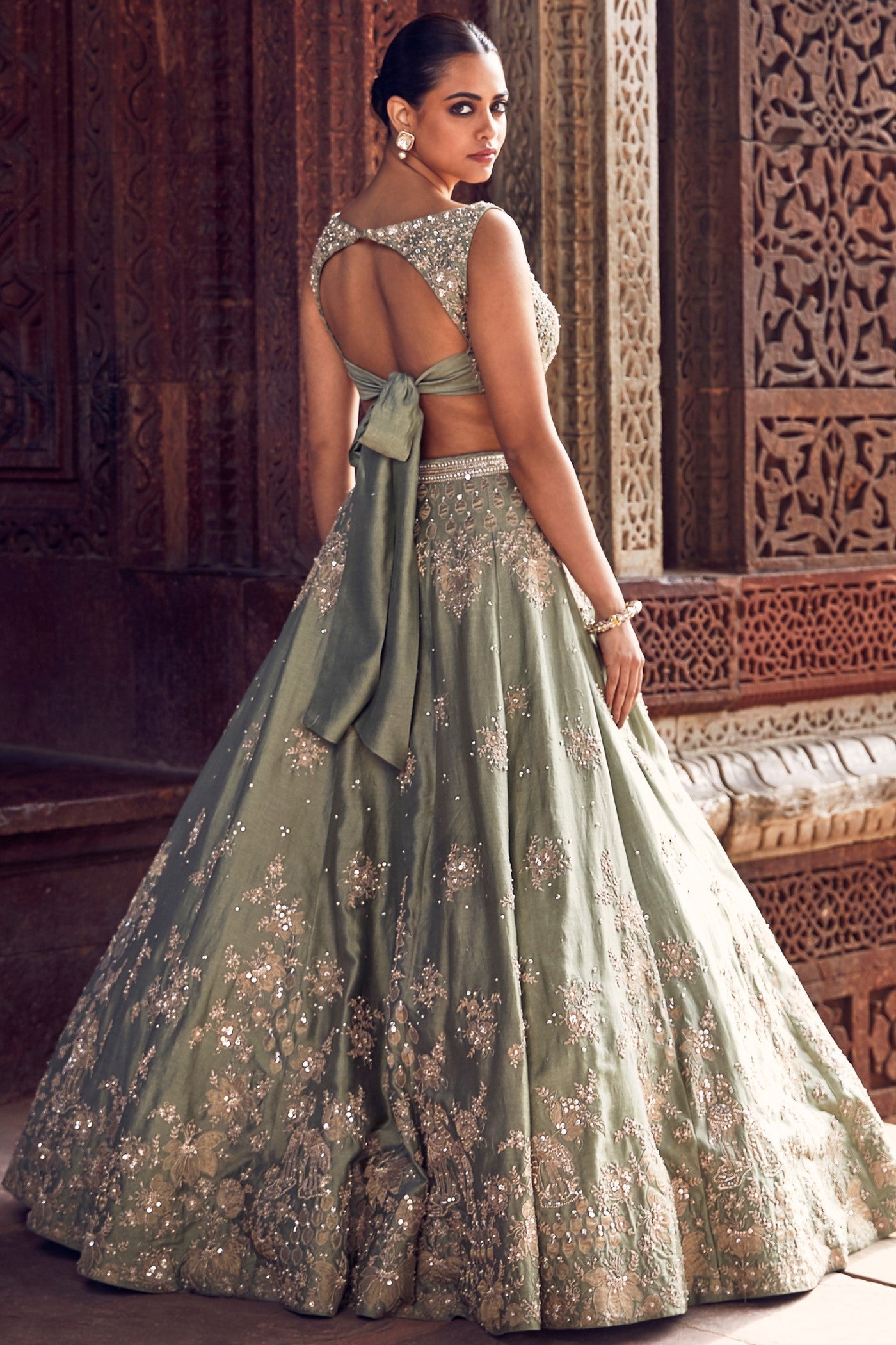 The Sona Patti Jade Bow Lehenga