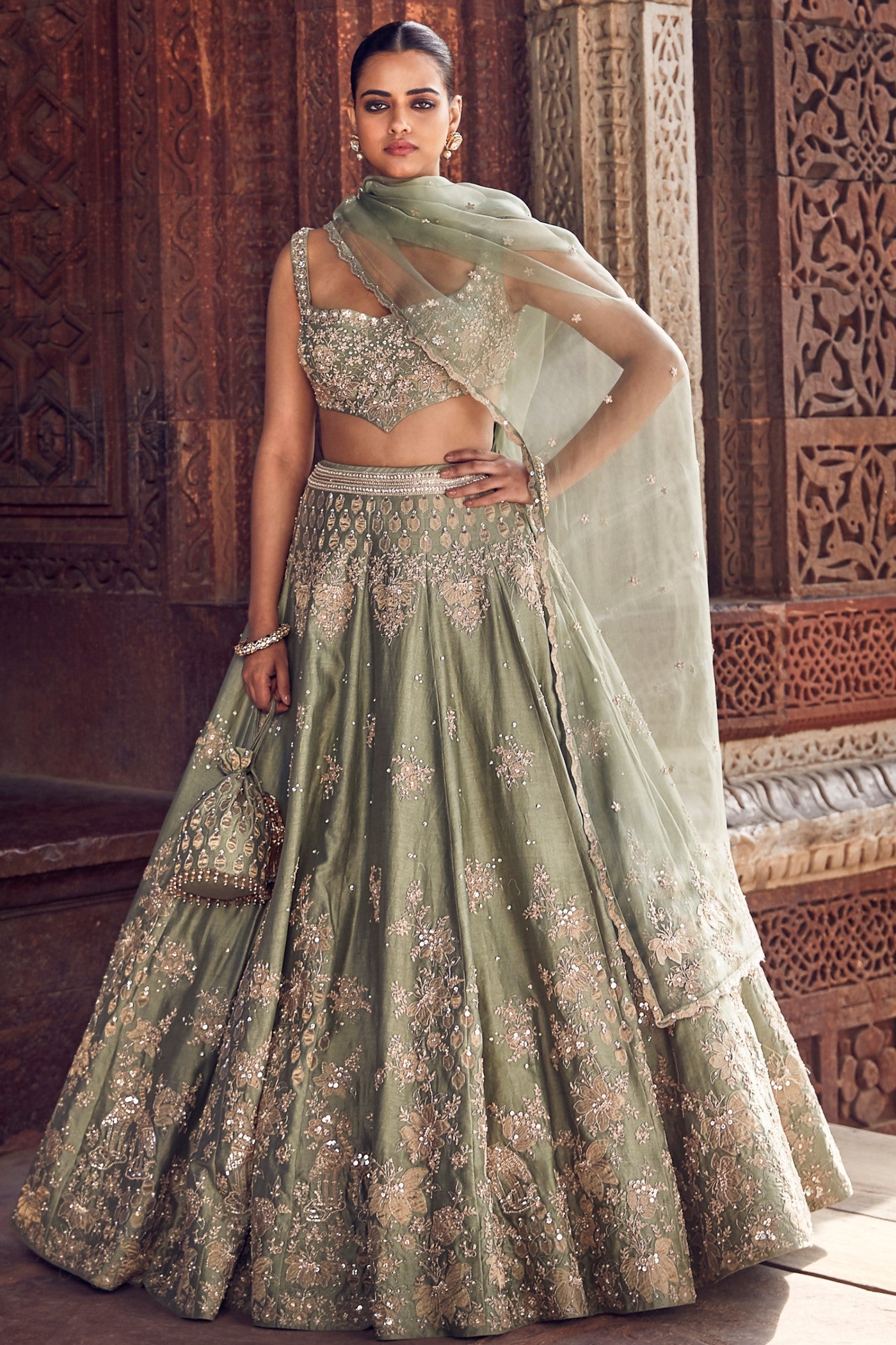 The Sona Patti Jade Bow Lehenga